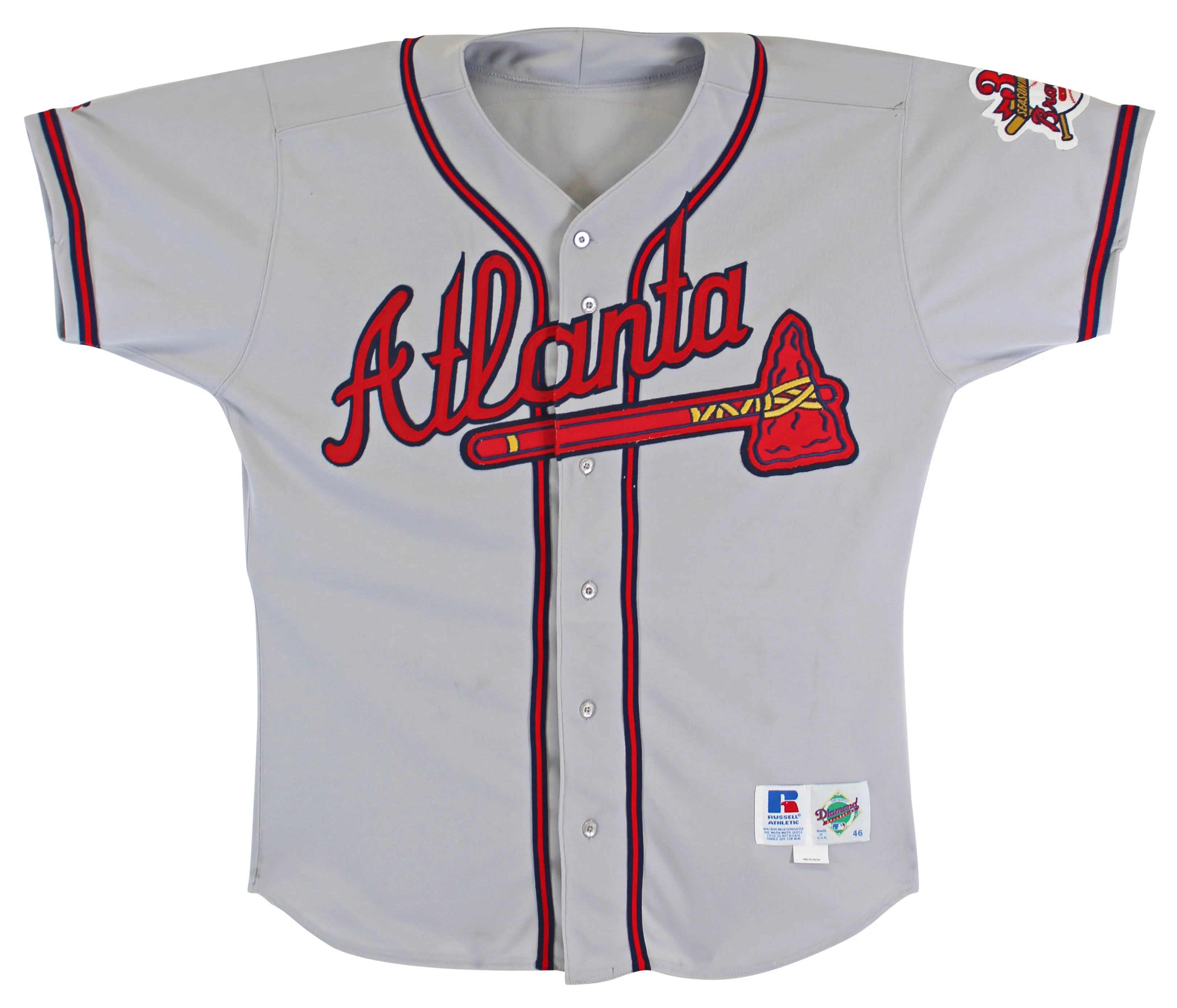 Braves Fred McGriff Signed 1995 Game Worn Grey Russell Athletic Jersey BAS - Image 5