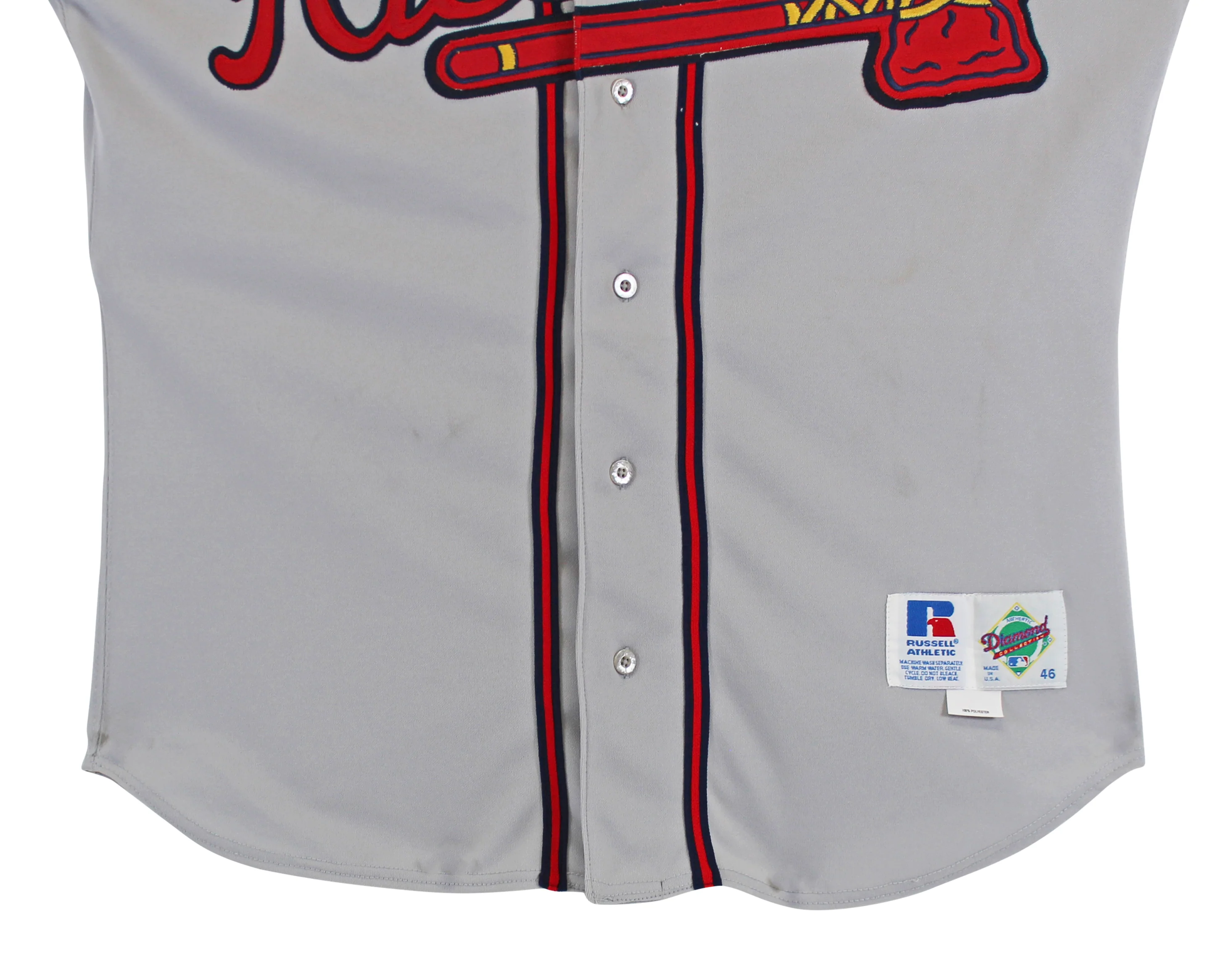 Braves Fred McGriff Signed 1995 Game Worn Grey Russell Athletic Jersey BAS - Image 6