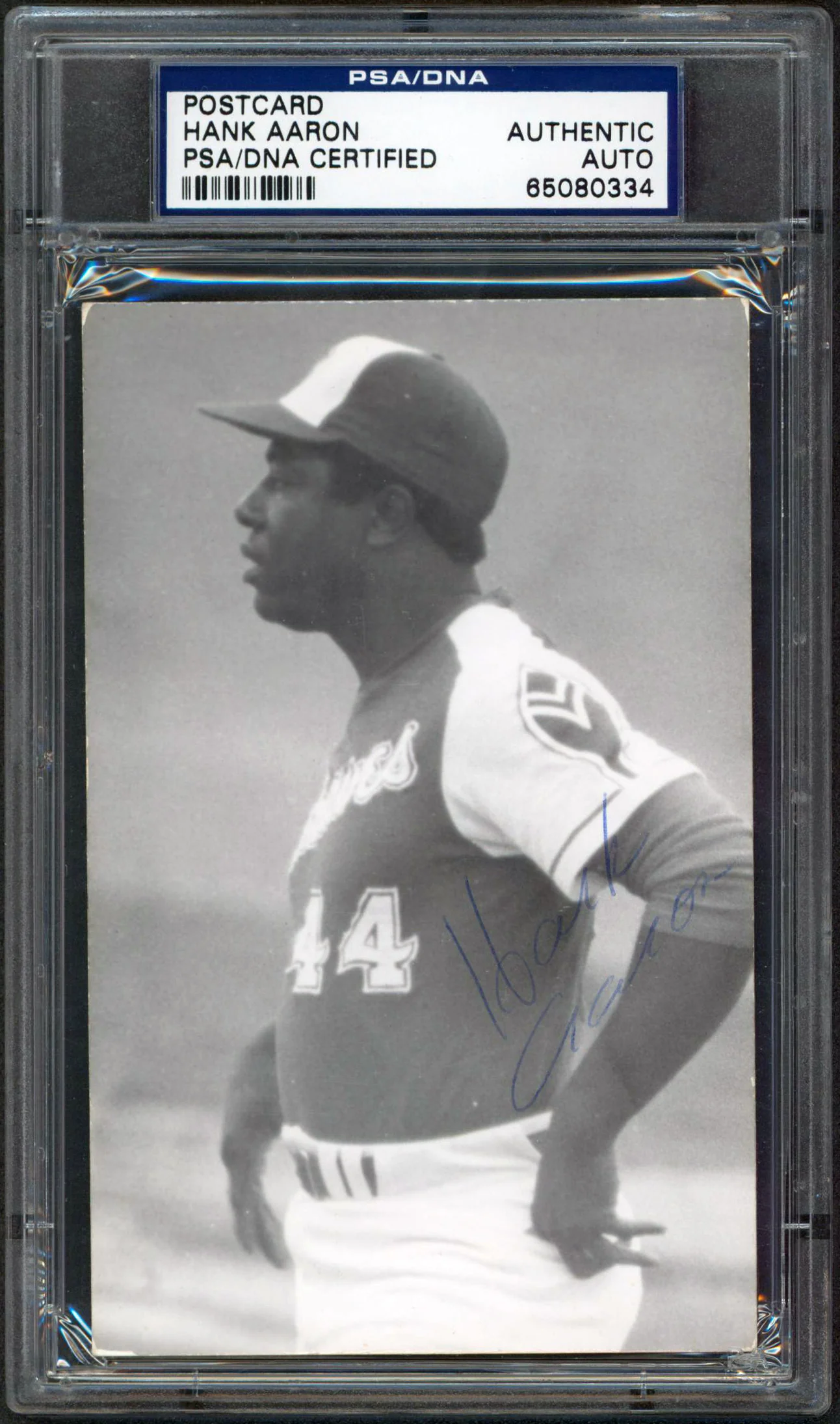 Braves Hank Aaron Best Wishes Authentic Signed 3.5x5.5 Postcard PSA/DNA Slabbed - Image 2