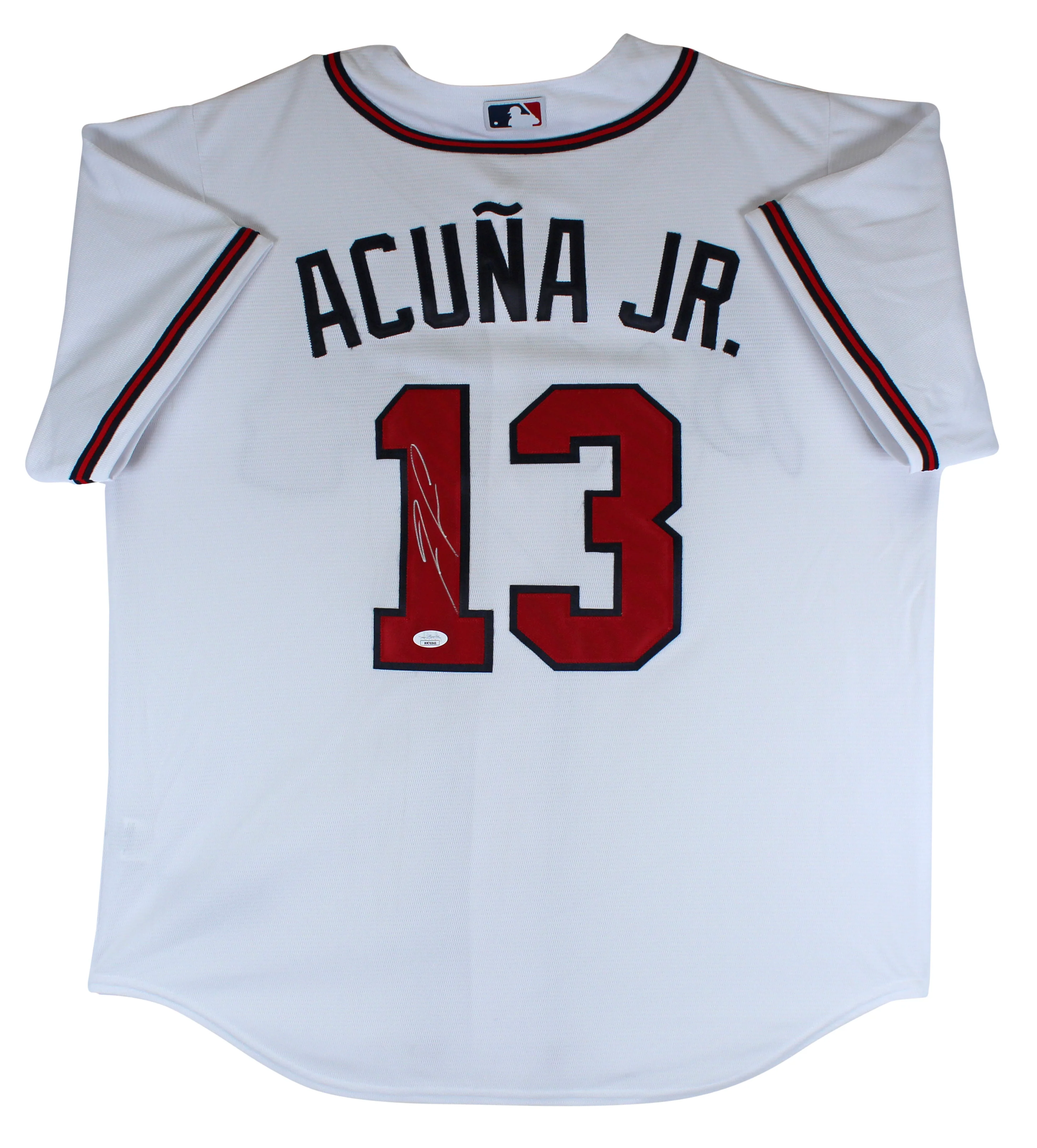 Braves Ronald Acua Jr. Authentic Signed White Majestic Cool Base Jersey JSA - Image 2