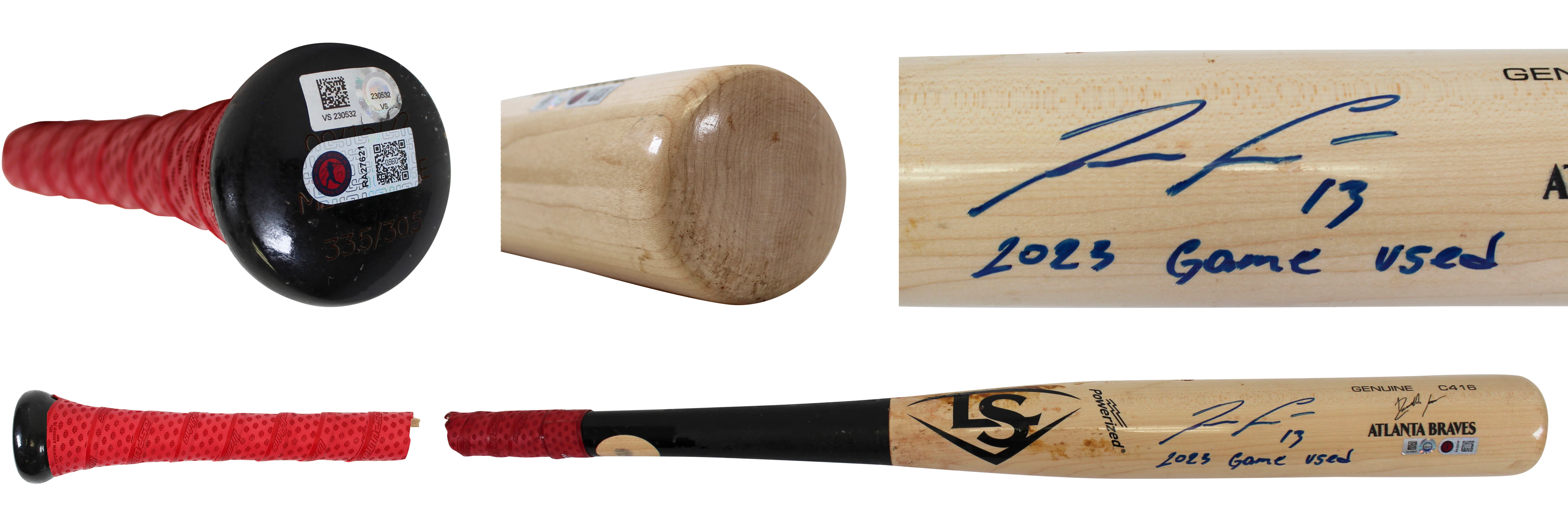 Braves Ronald Acuna Jr. "2023 Game Used" Authentic Signed Game Used Bat MLB Holo - Image 2