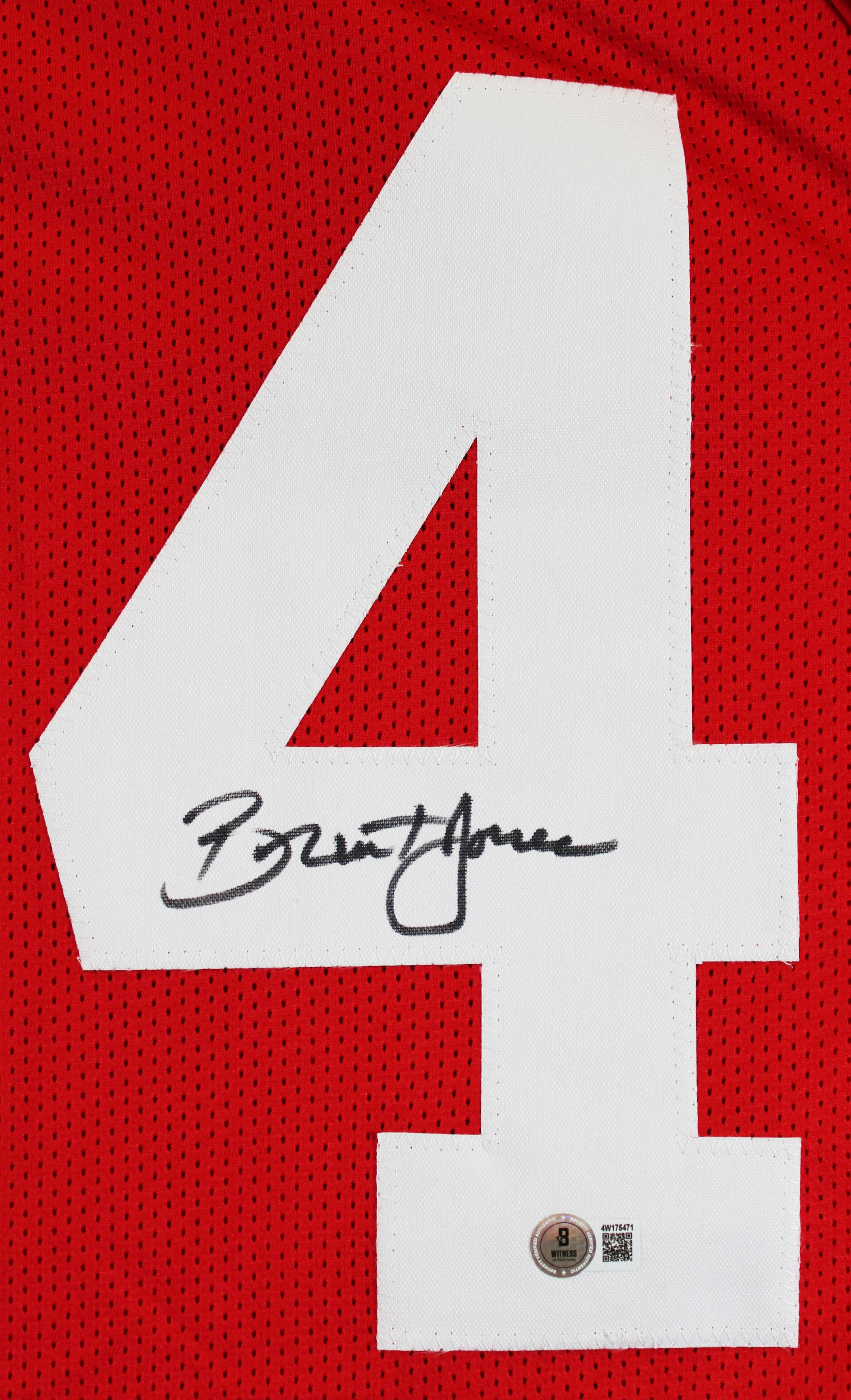 Brent Jones Authentic Signed Red Pro Style Jersey Autographed BAS Witnessed - Image 3
