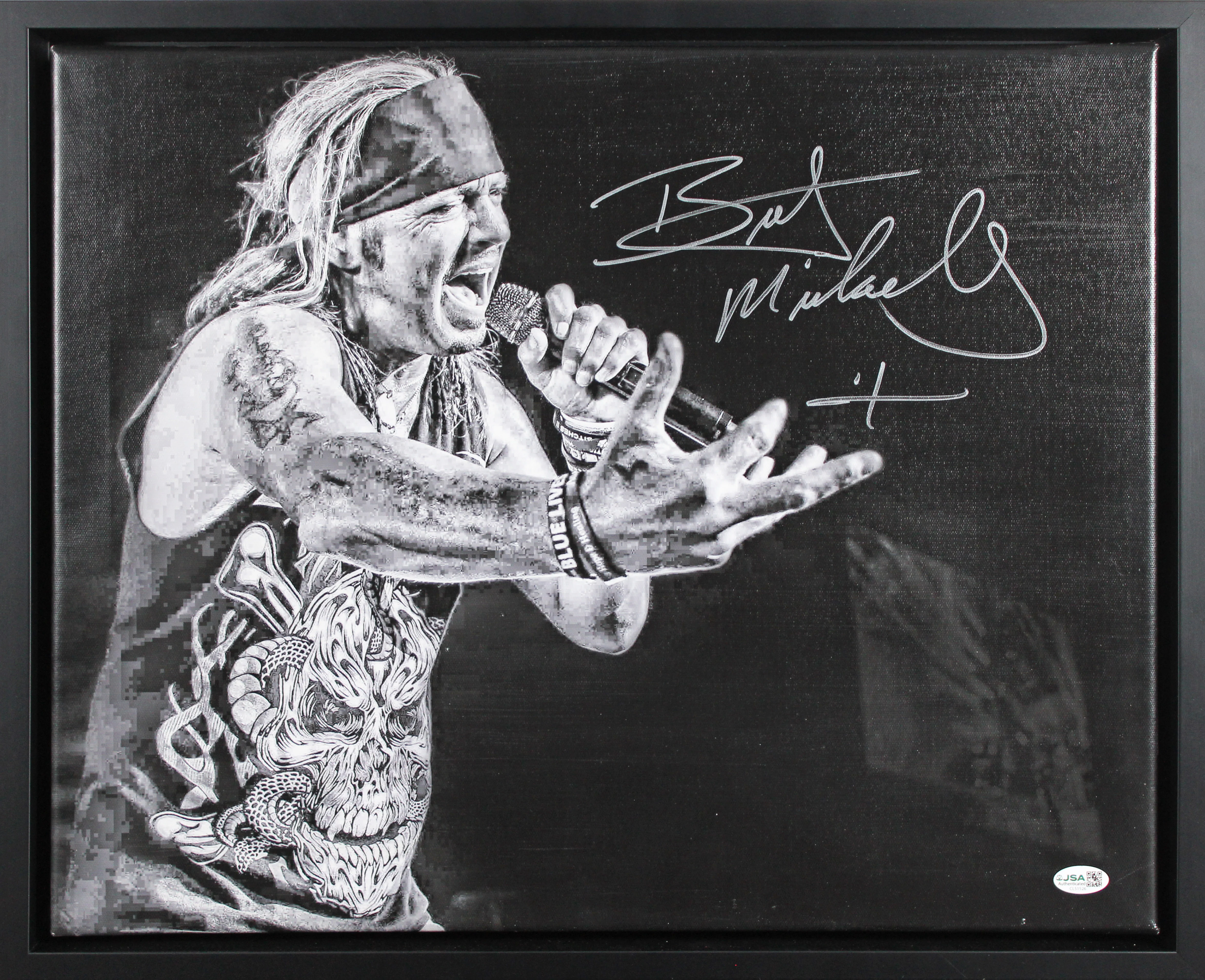 Bret Michaels Poison Authentic Signed & Framed 16x20 Canvas JSA #CL51526