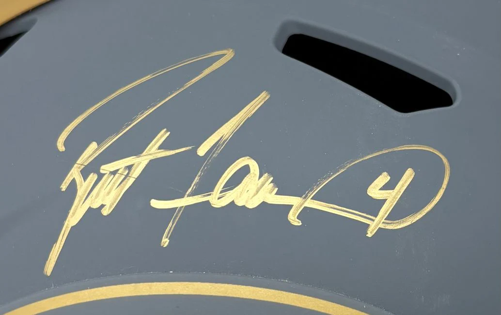 Brett Favre Signed Green Bay Packers FS Slate Replica Speed Helmet BAS - Image 2