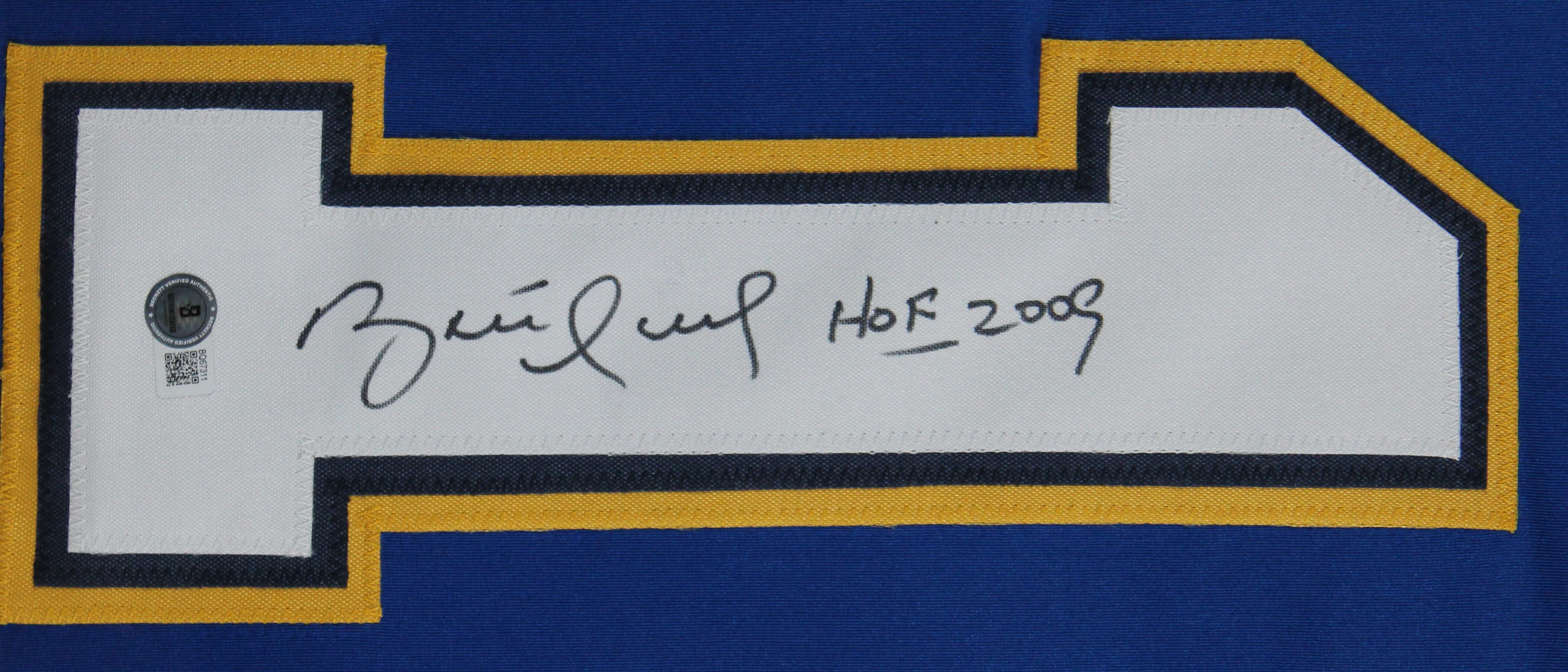 Brett Hull "HOF 2009" Authentic Signed Blue Pro Style Framed Jersey BAS - Image 3