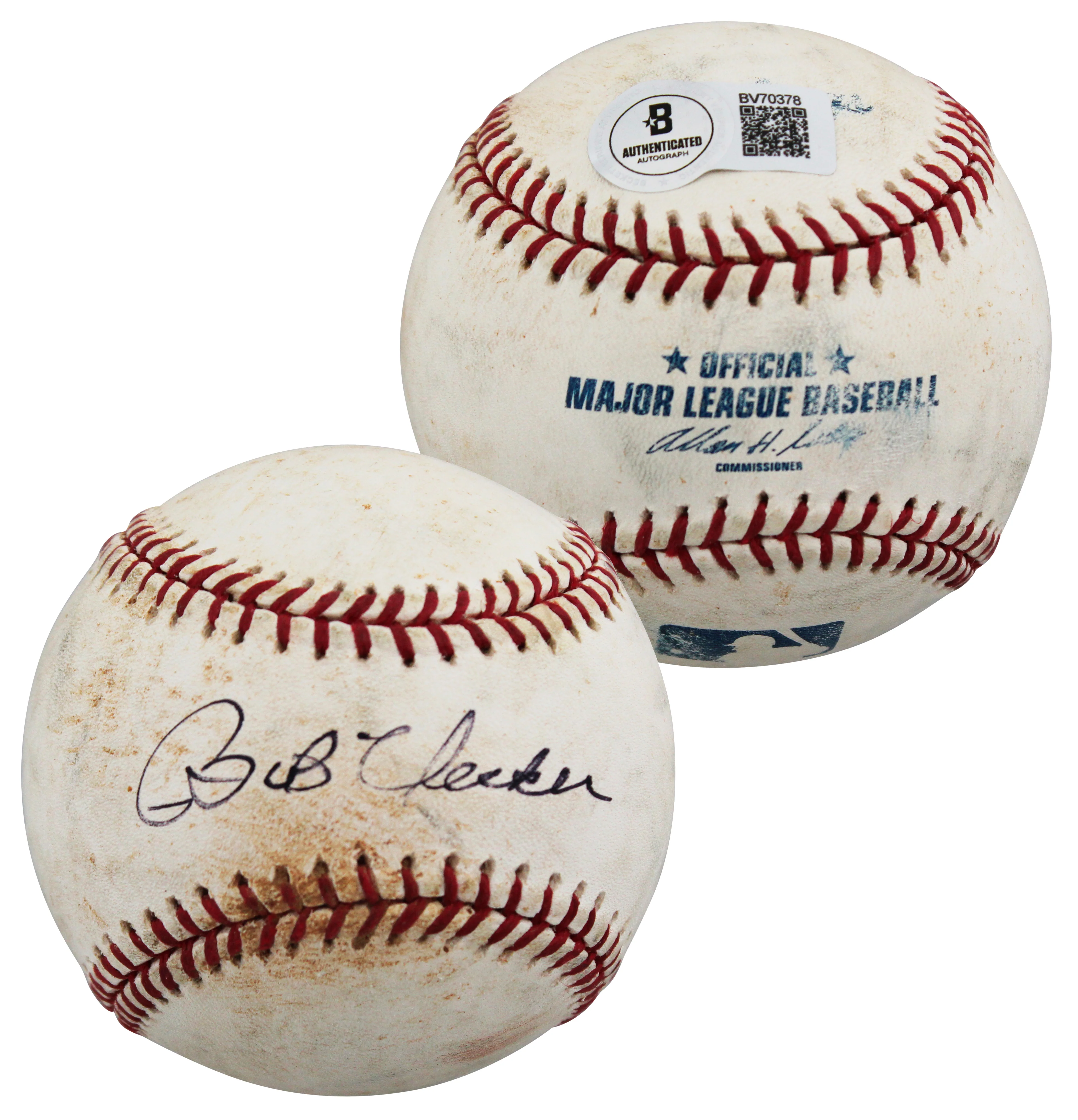 Brewers Bob Uecker Authentic Signed Game Used Sellig OML Baseball BAS #BV70378