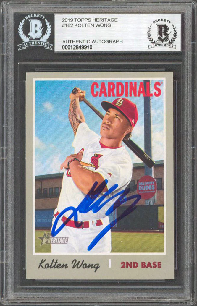 Brewers Kolten Wong Authentic Signed 2019 Topps Heritage #162 Card BAS Slabbed