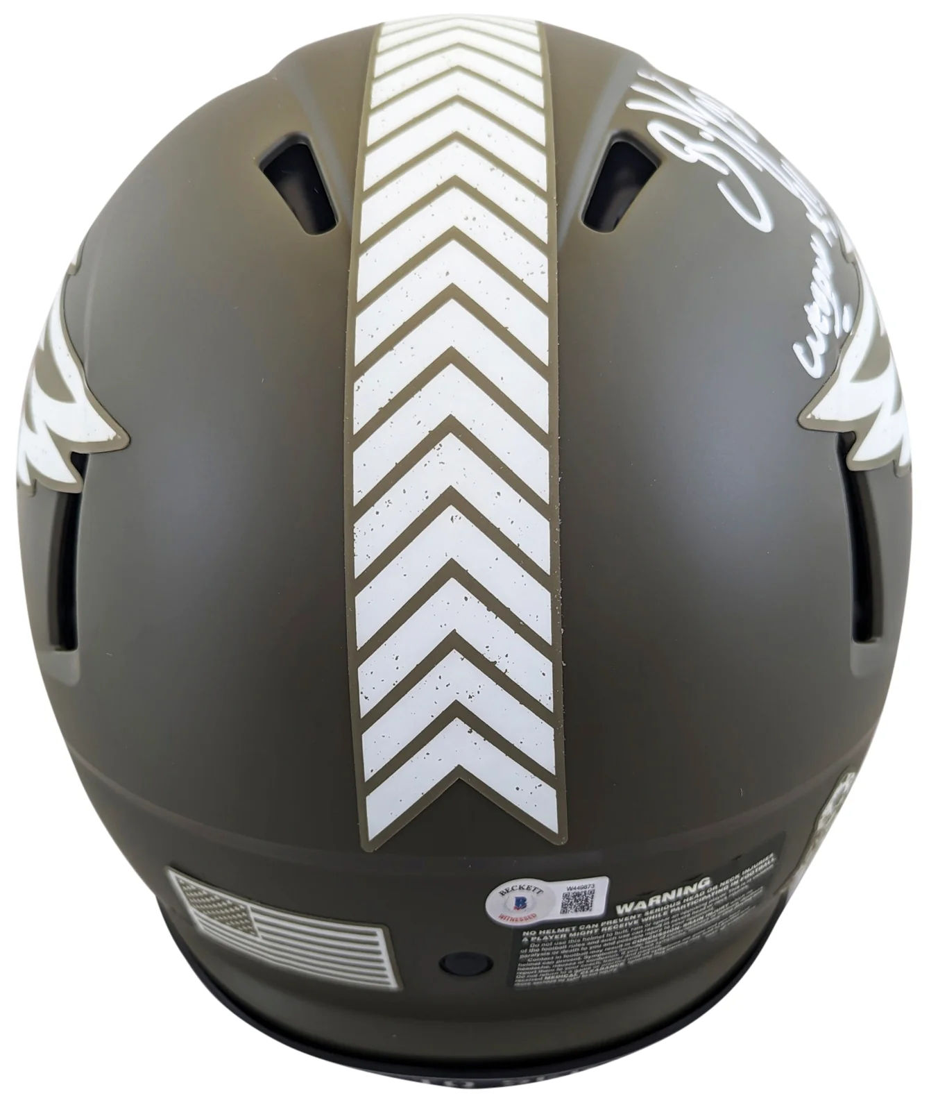 Brian Dawkins "2x Insc" Signed Salute To Service F/S Speed Proline Helmet BAS W - Image 3