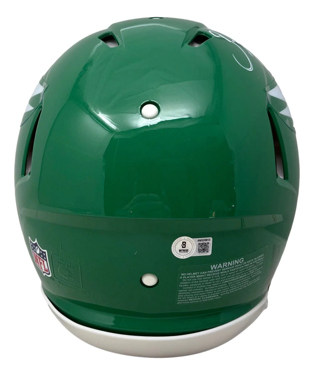 Brian Dawkins Signed Eagles Full Size Kelly Green Speed Authentic Helmet BAS - Image 4