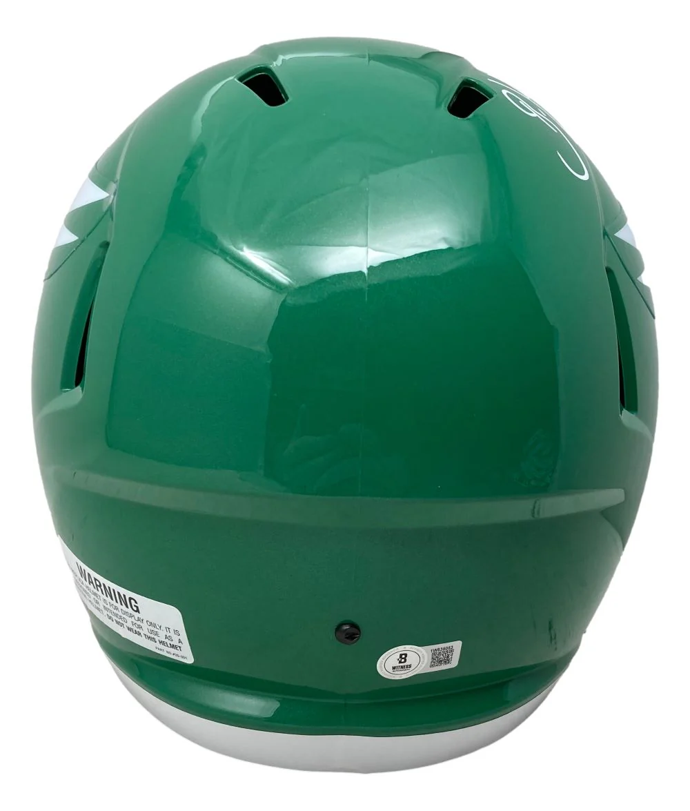 Brian Dawkins Signed Philadelphia Eagles FS Kelly Green Speed Replica Helmet BAS - Image 2