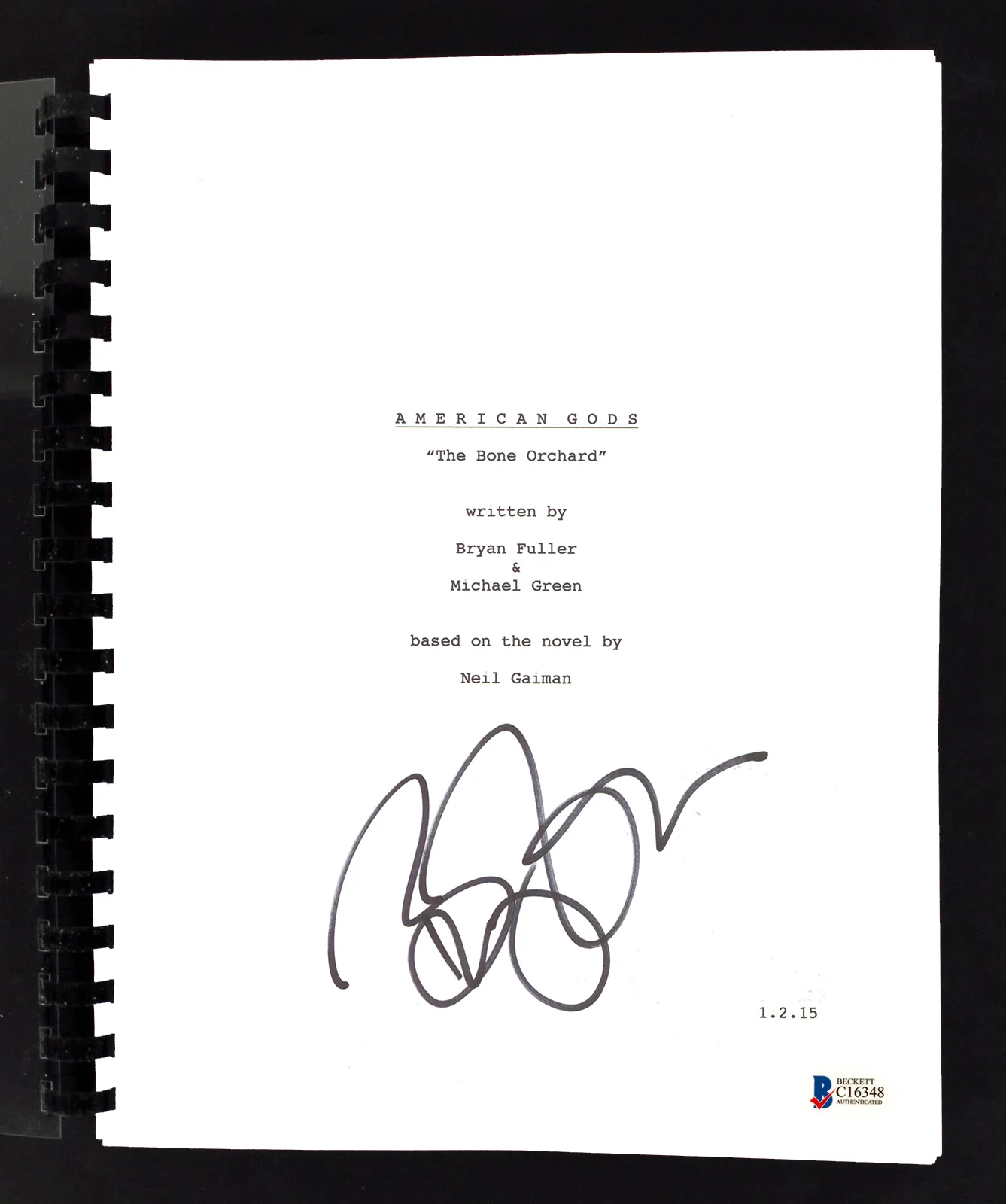 Brian Fuller Signed American Gods The Bone Orchard Tv Script BAS #C16348 - Image 2