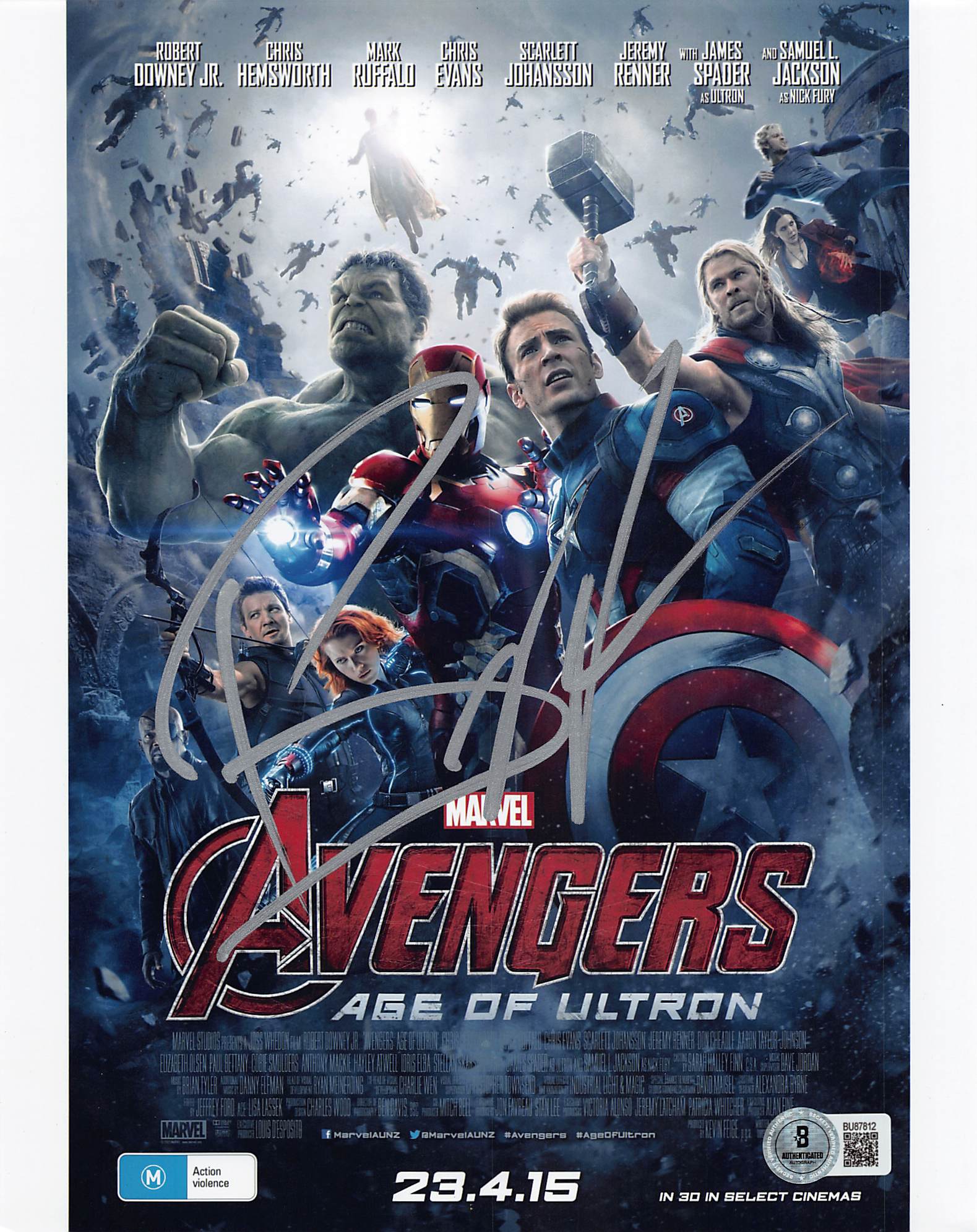 Brian Taylor Avengers Age of Ultron Signed 8x10 Vertical Photo BAS #BU87812 - Image 2
