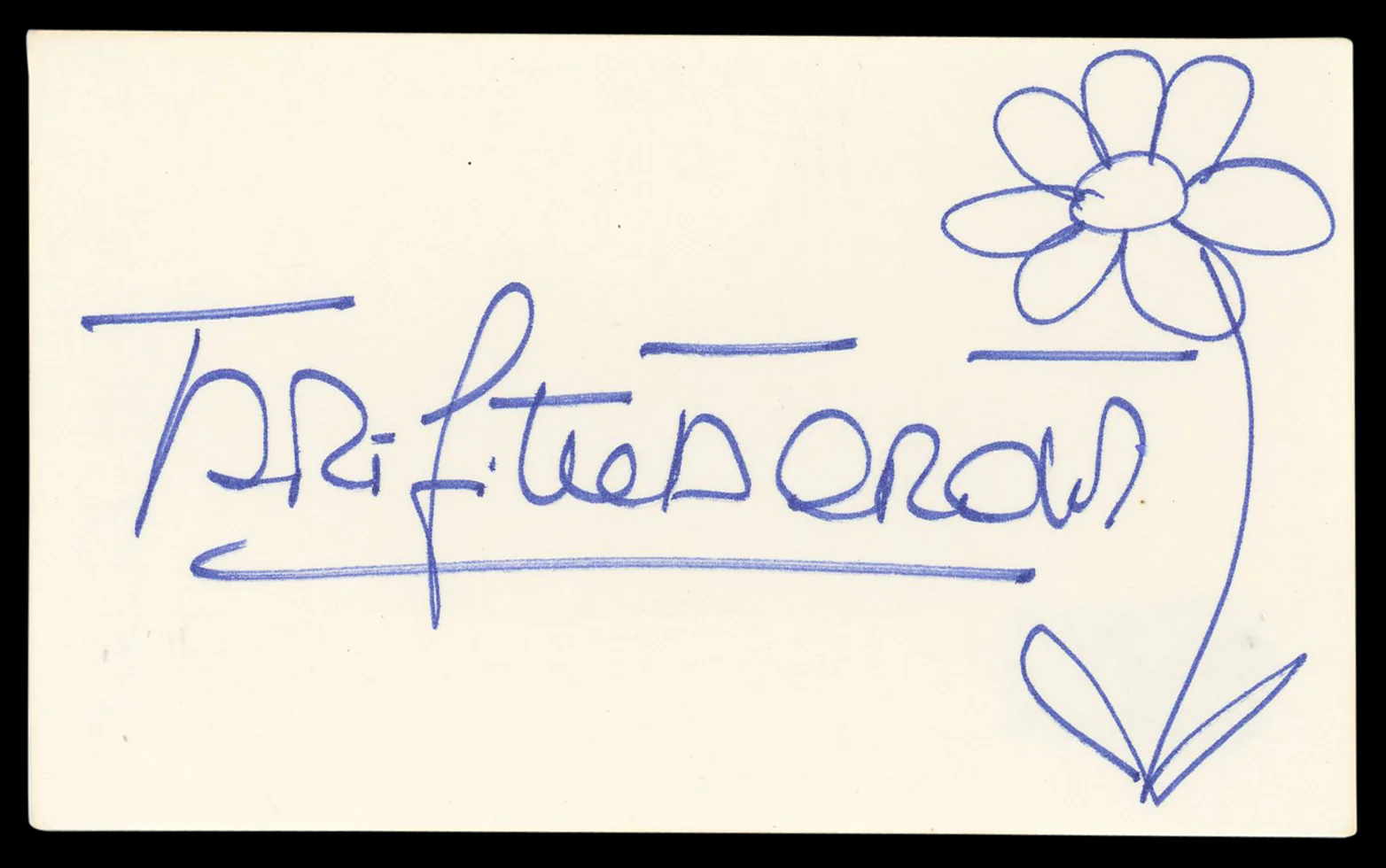 Brigitte Bardot Contempt "Flower" Authentic Signed 3x5 Index Card BAS #BN06374 - Image 2