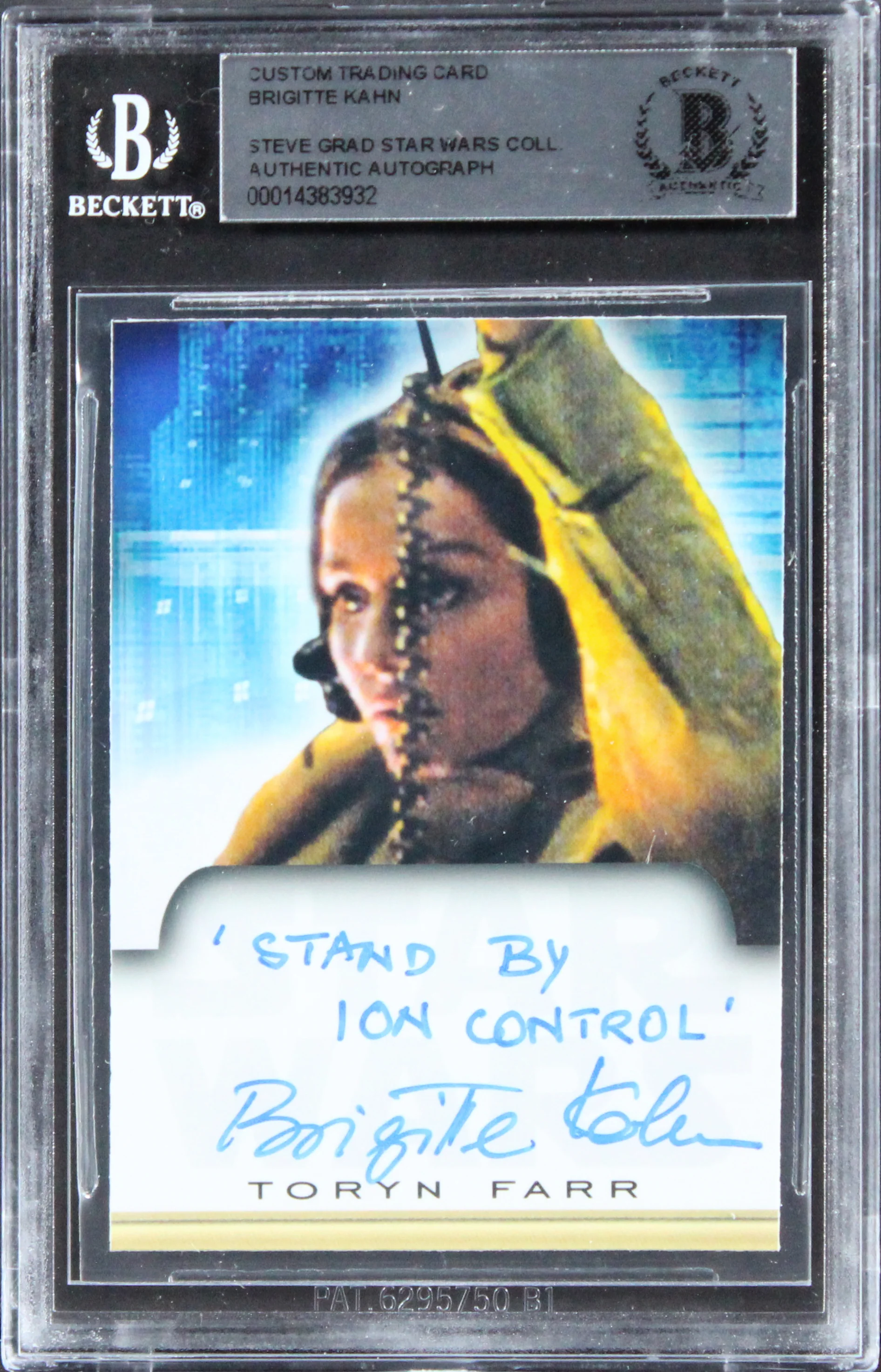 Brigitte Kahn Star Wars "Stand By Ion Control" Signed Custom Card BAS Slabbed - Image 2