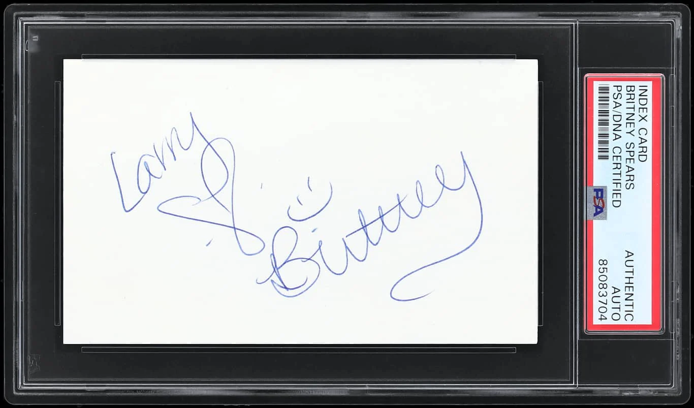 Brittany Spears Authentic Signed 3x5 Index Card Autographed PSA/DNA Slabbed - Image 2