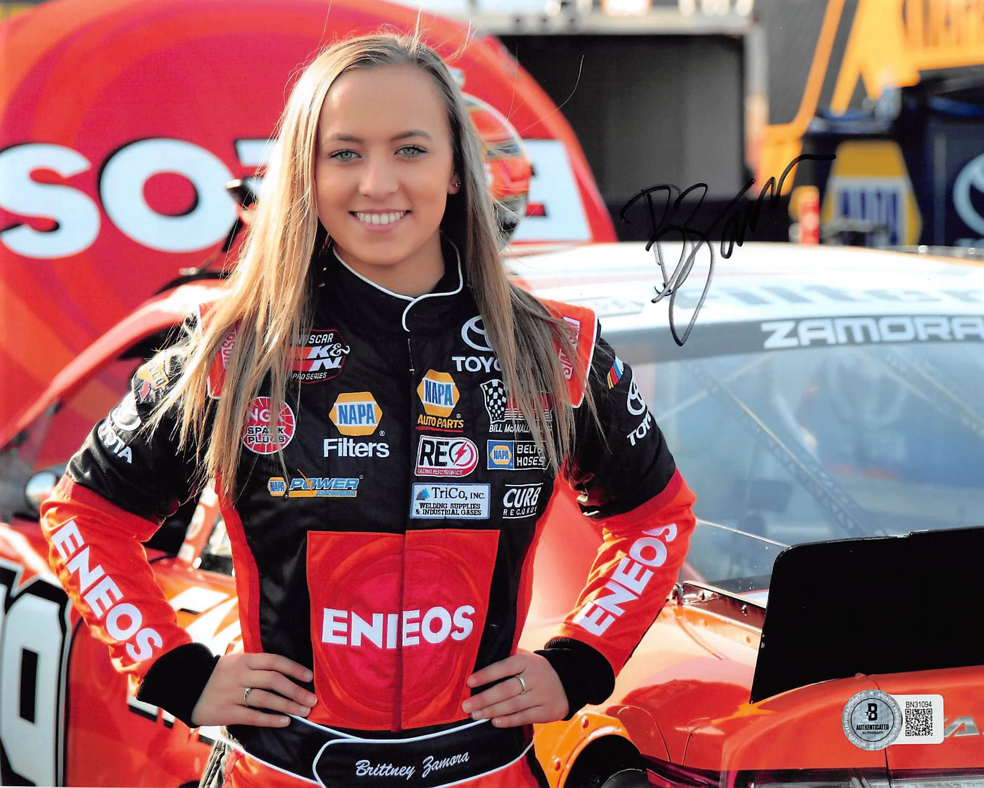 Brittney Zamora NASCAR Authentic Signed 8x10 Horizontal Photo Autographed BAS 3 - Image 2