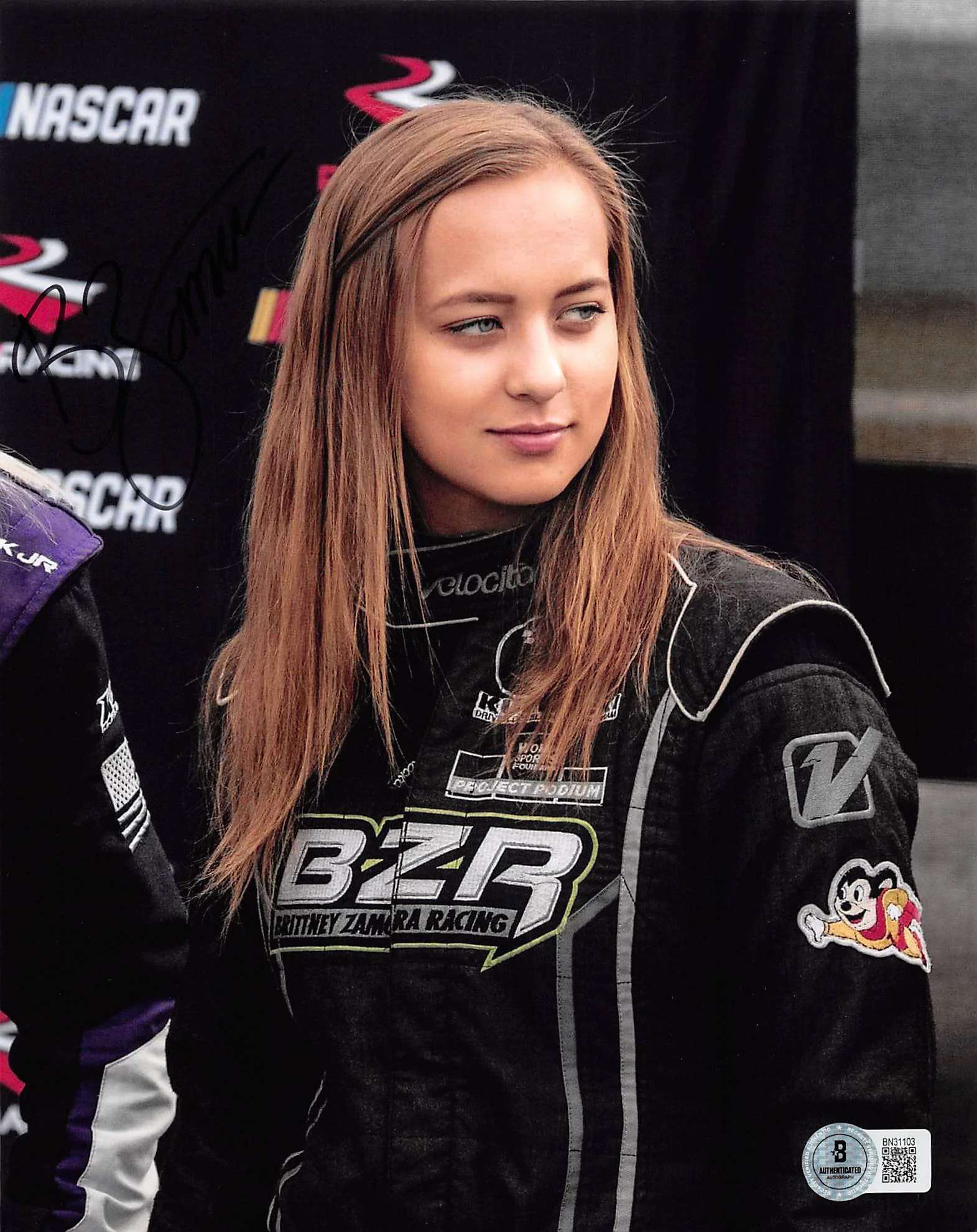 Brittney Zamora NASCAR Authentic Signed 8x10 Vertical Photo Autographed BAS 1 - Image 2