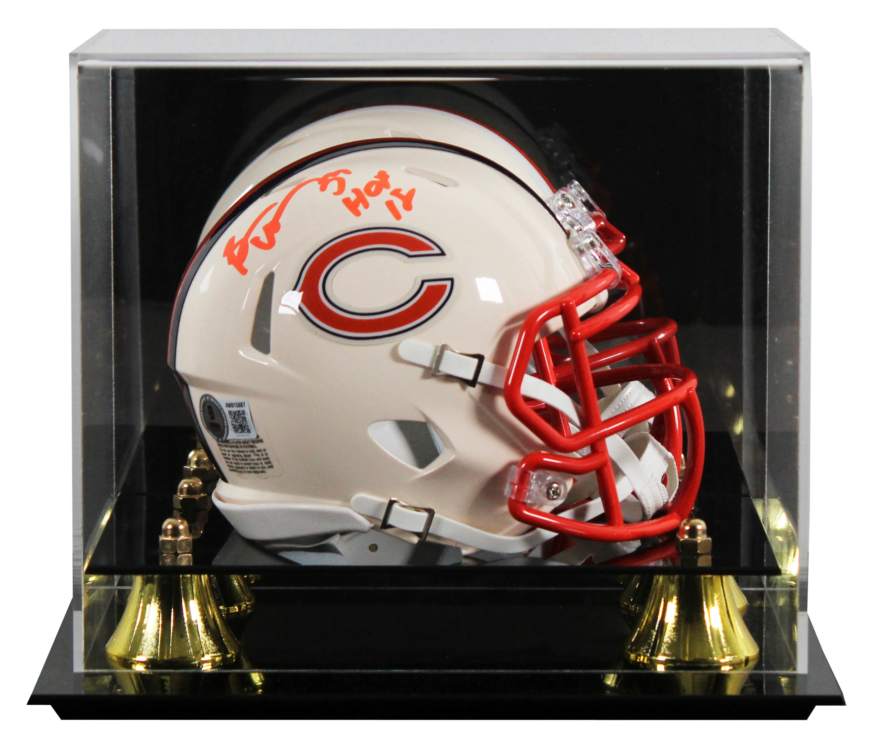 Broncos Brian Urlacher "HOF 18" Signed Retro Speed Mini Helmet W/ Case BAS Wit