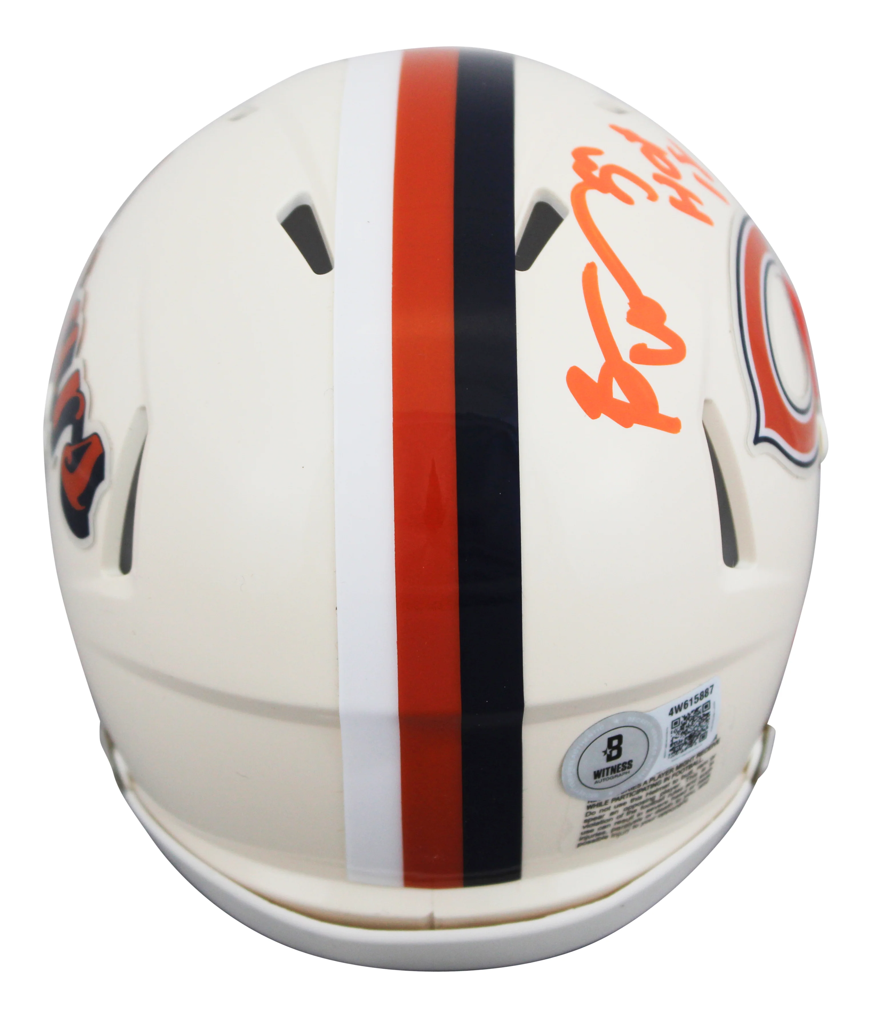 Broncos Brian Urlacher "HOF 18" Signed Retro Speed Mini Helmet W/ Case BAS Wit - Image 4
