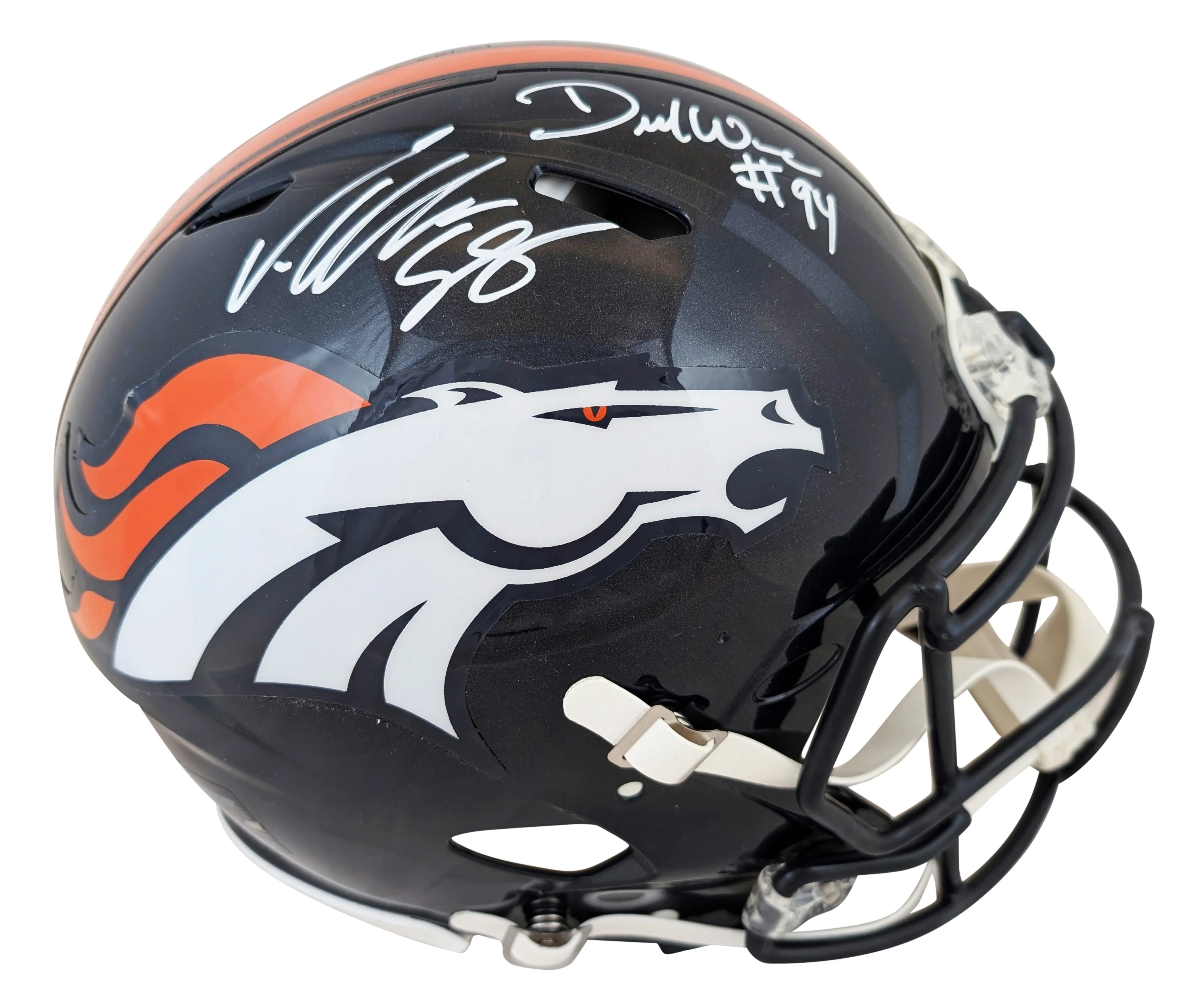 Broncos DeMarcus Ware & Von Miller Signed F/S Speed Proline Helmet W/ Case BAS W - Image 4