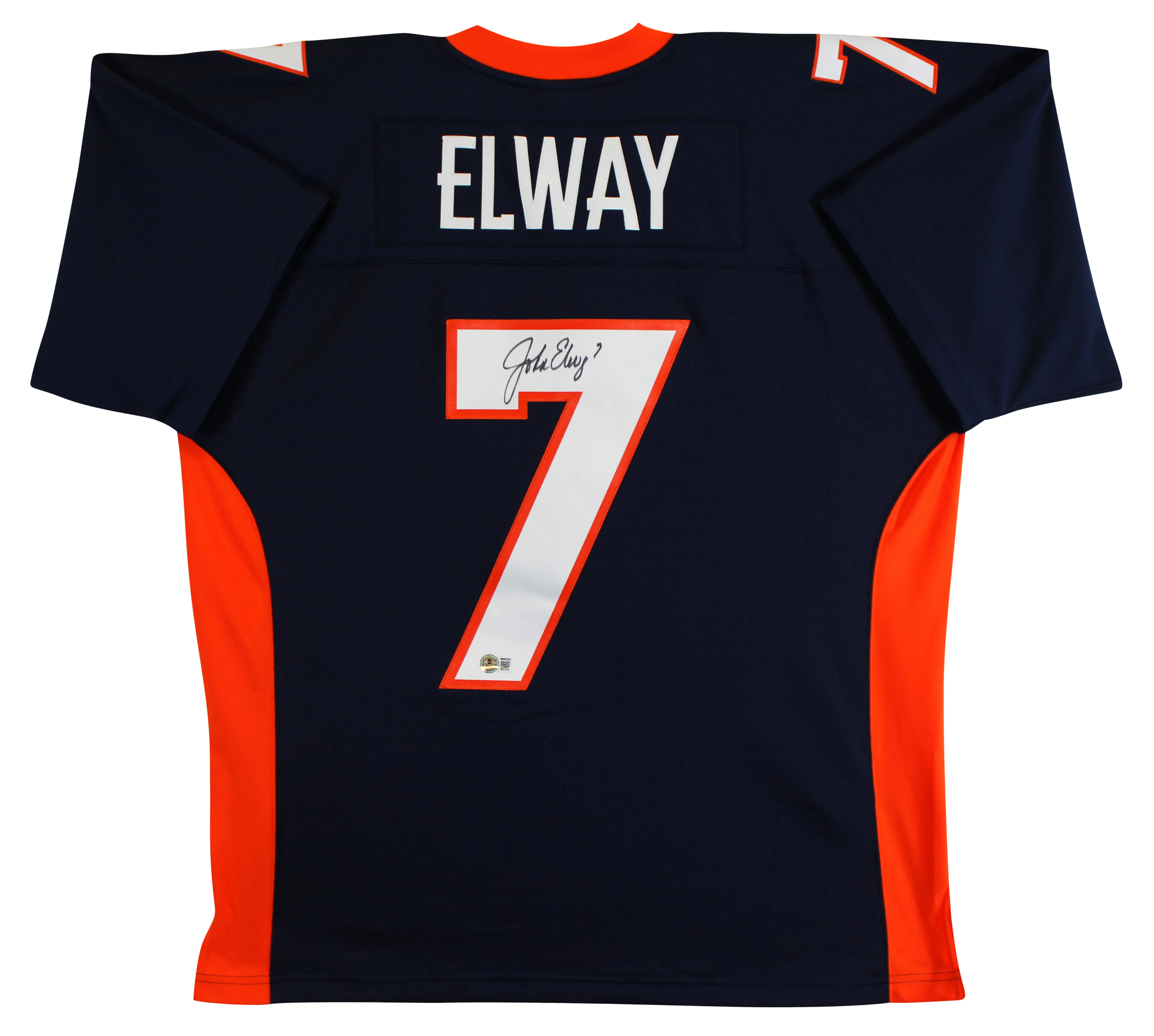 Broncos John Elway Authentic Signed Navy M&N Throwback Jersey BAS Witnessed - Image 3