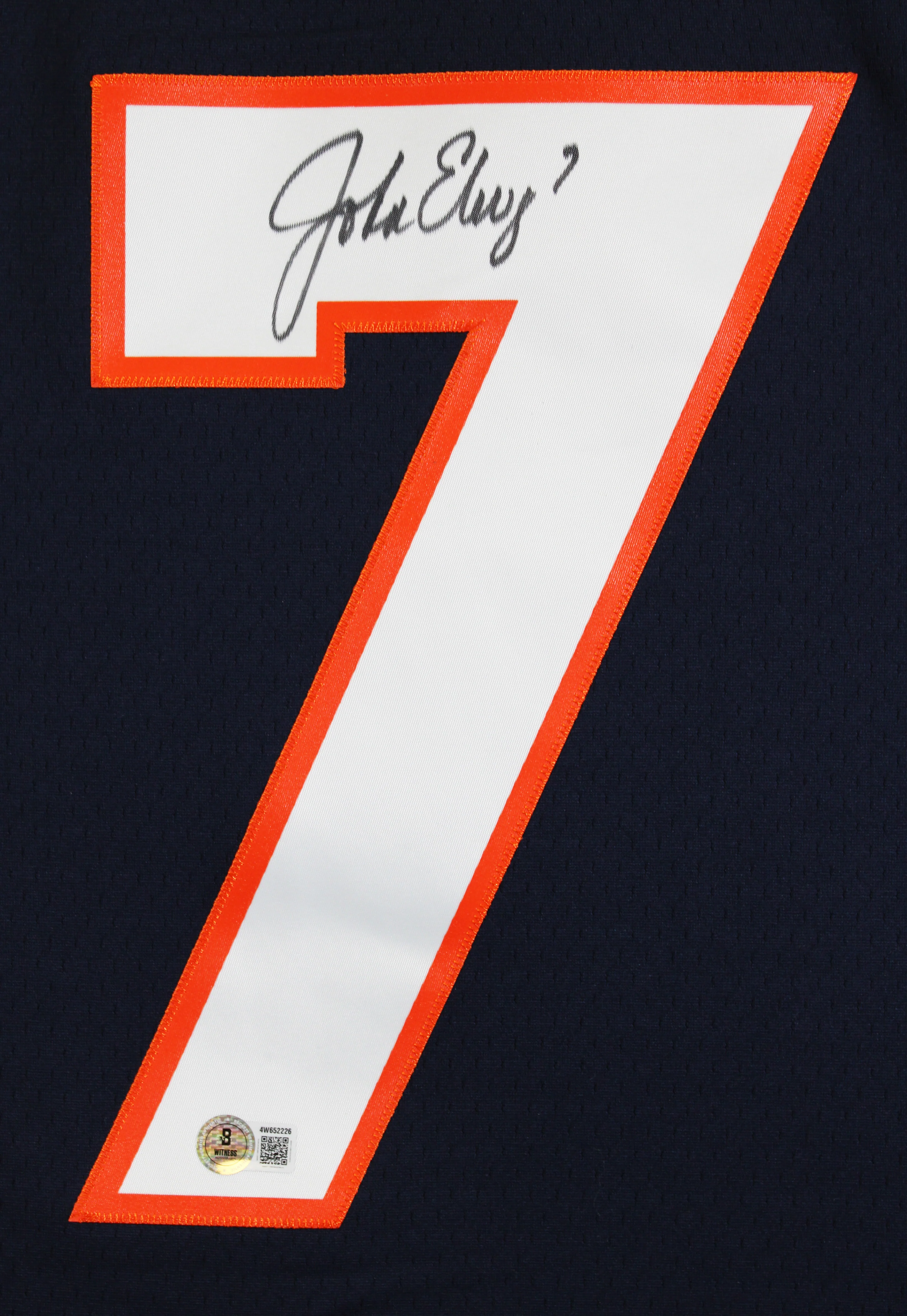 Broncos John Elway Authentic Signed Navy M&N Throwback Jersey BAS Witnessed - Image 4