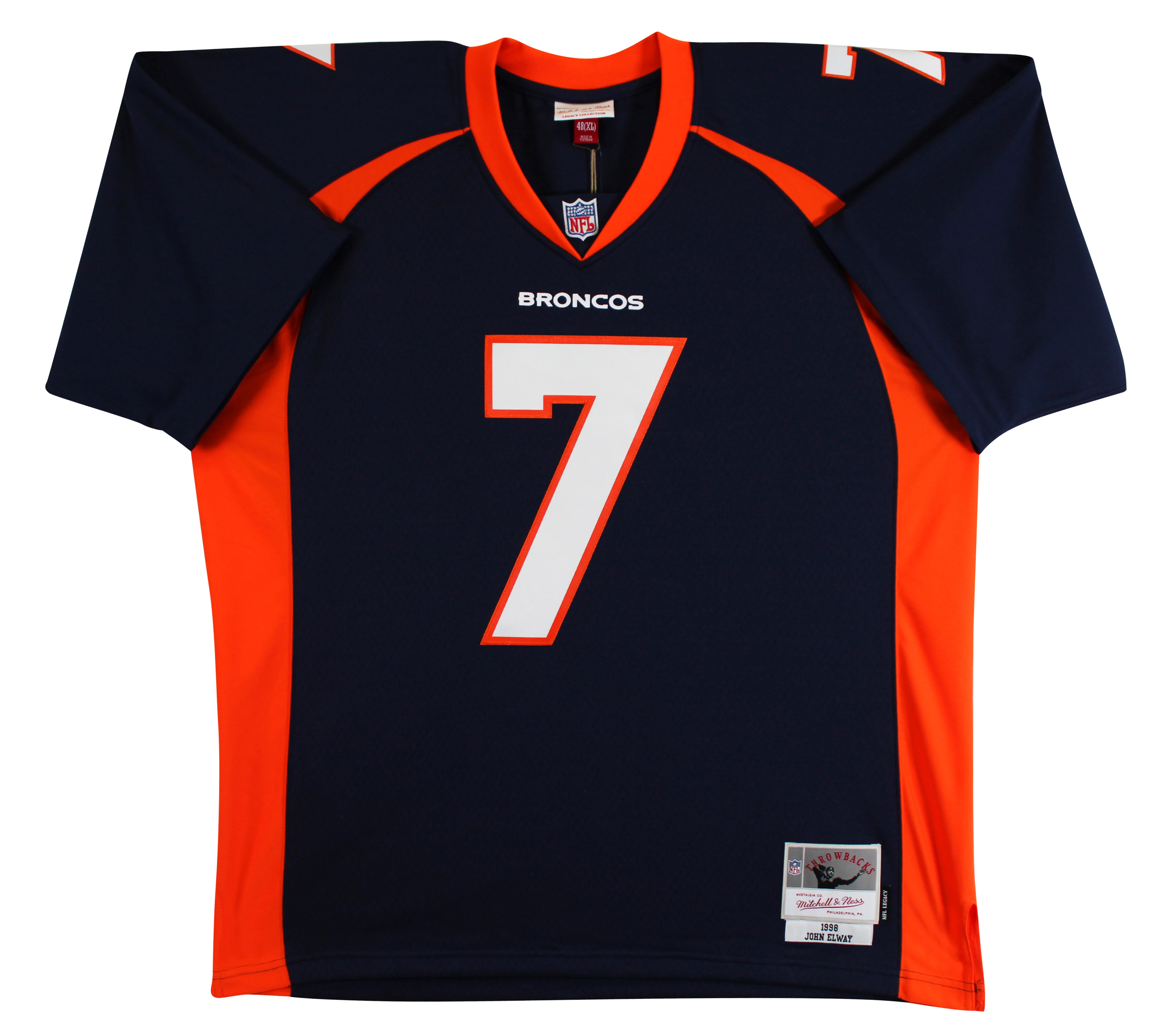 Broncos John Elway Authentic Signed Navy M&N Throwback Jersey BAS Witnessed - Image 5