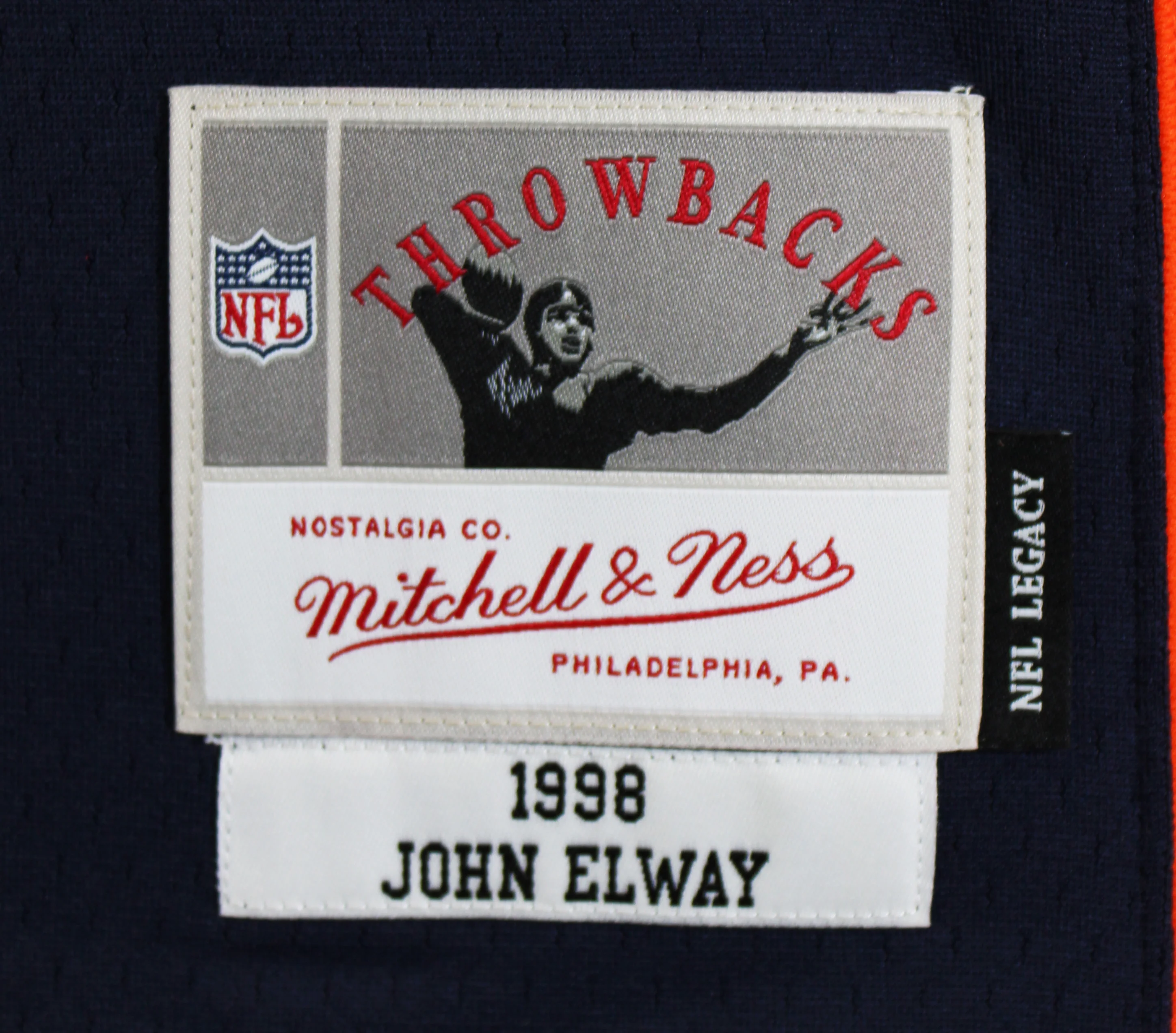 Broncos John Elway Authentic Signed Navy M&N Throwback Jersey BAS Witnessed - Image 7