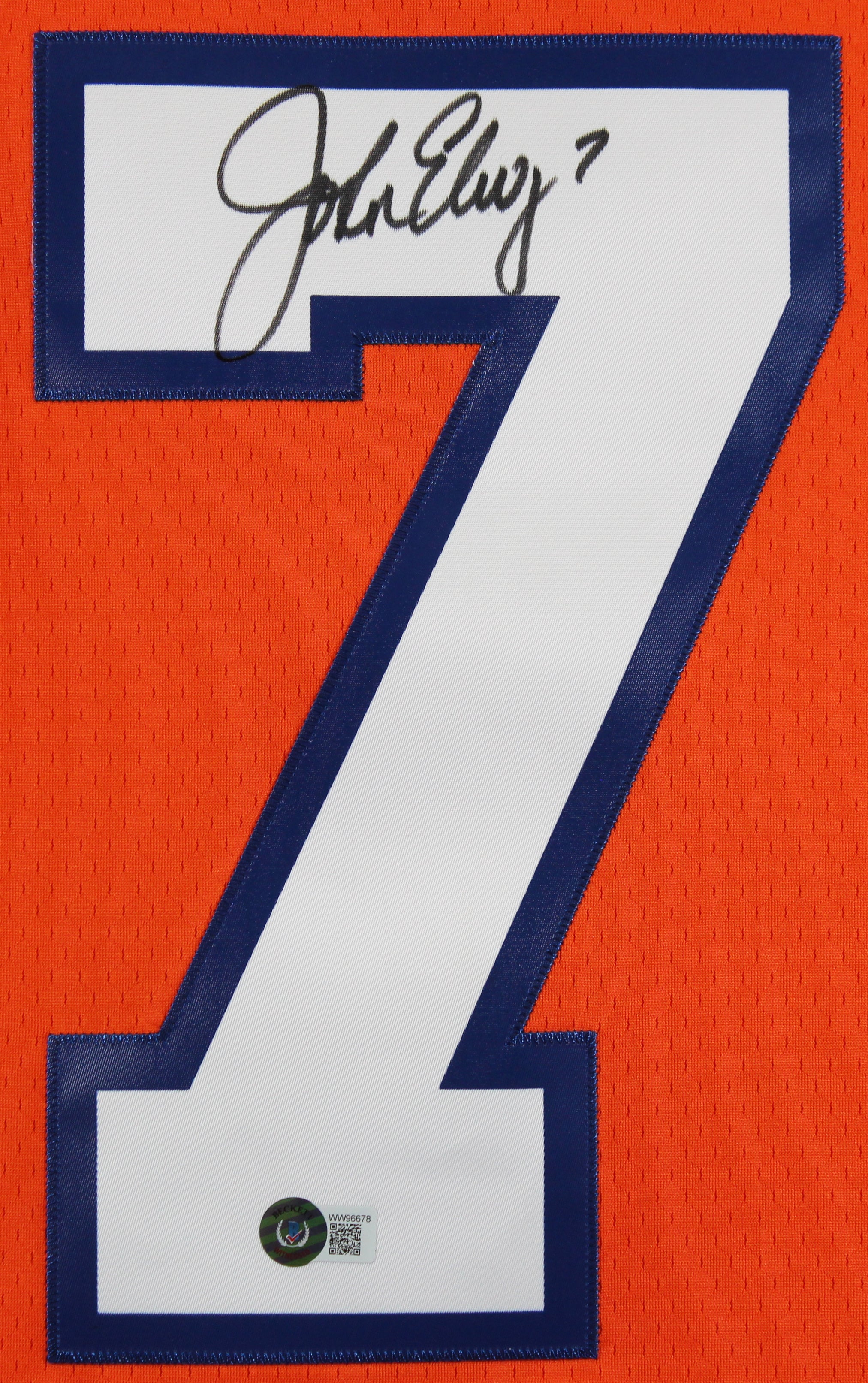 Broncos John Elway Authentic Signed Orange Alternate M&N Jersey BAS Witnessed - Image 3