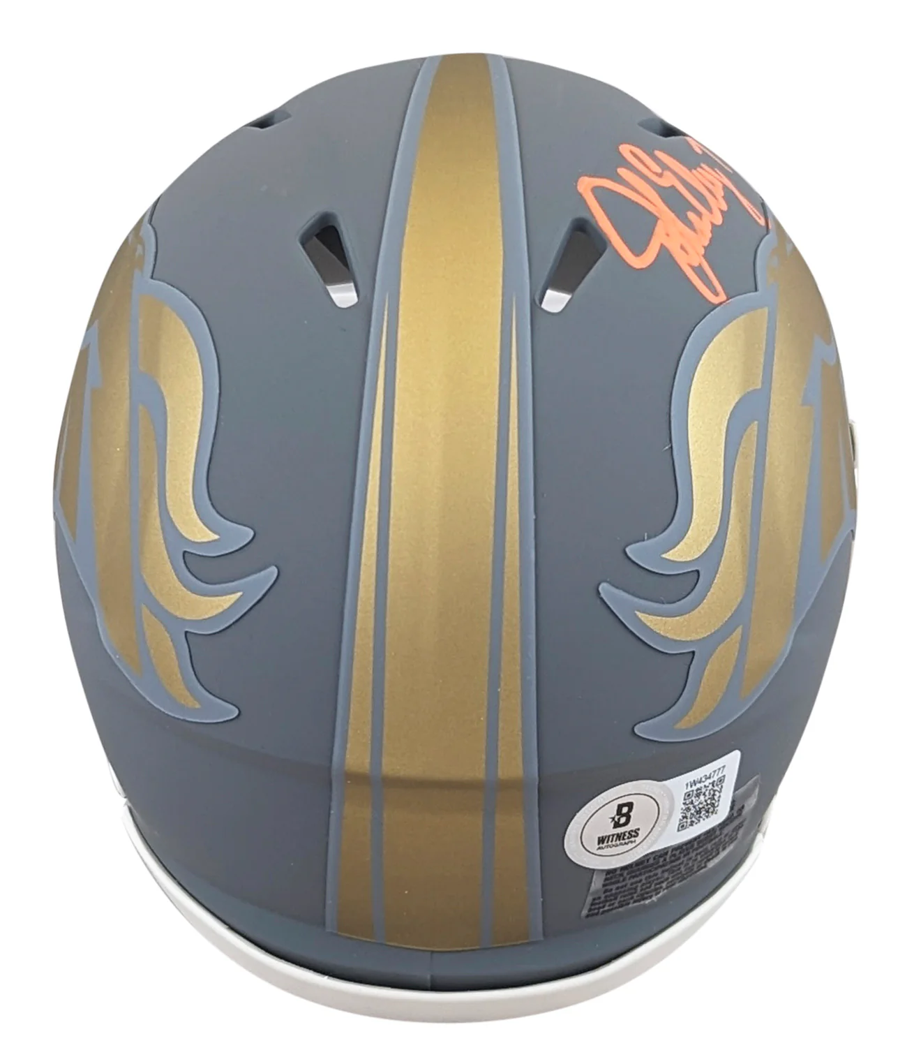 Broncos John Elway Authentic Signed Slate Speed Mini Helmet BAS Witnessed - Image 3