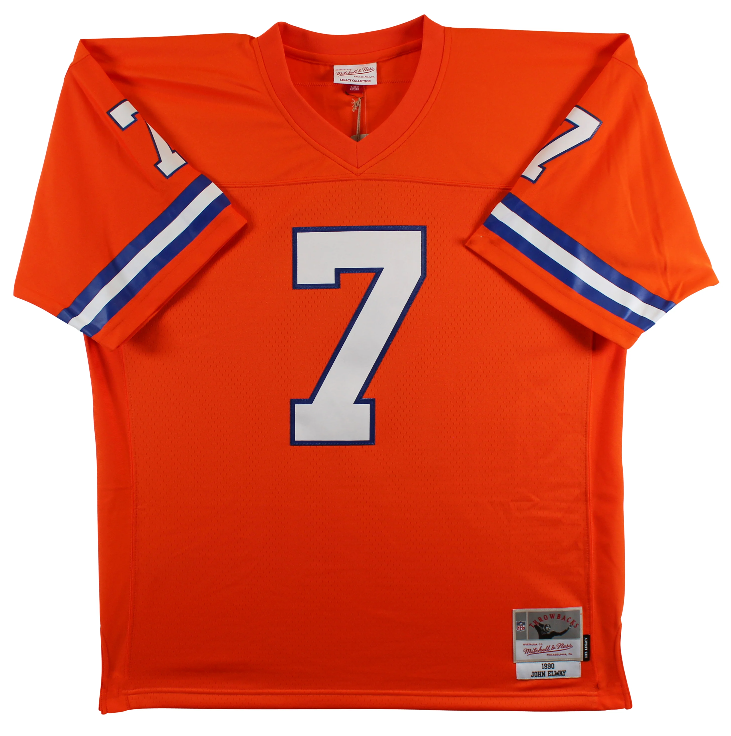 Broncos John Elway "HOF 04" Signed Orange Throwback M&N Jersey BAS Witnessed - Image 5