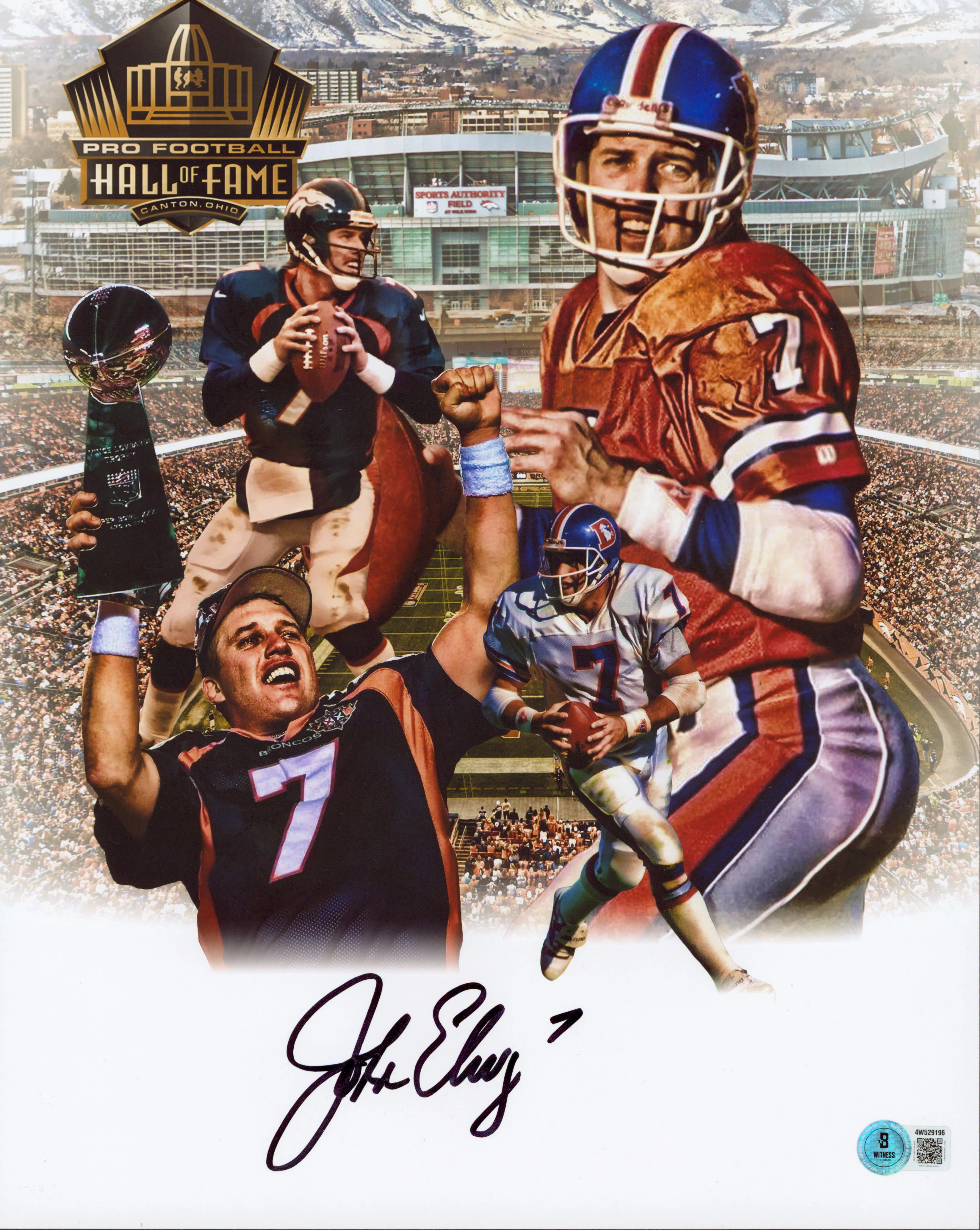 Broncos John Elway Signed 11x14 Custom Art Collage Edit Photo w/ Black Sig BAS W - Image 2
