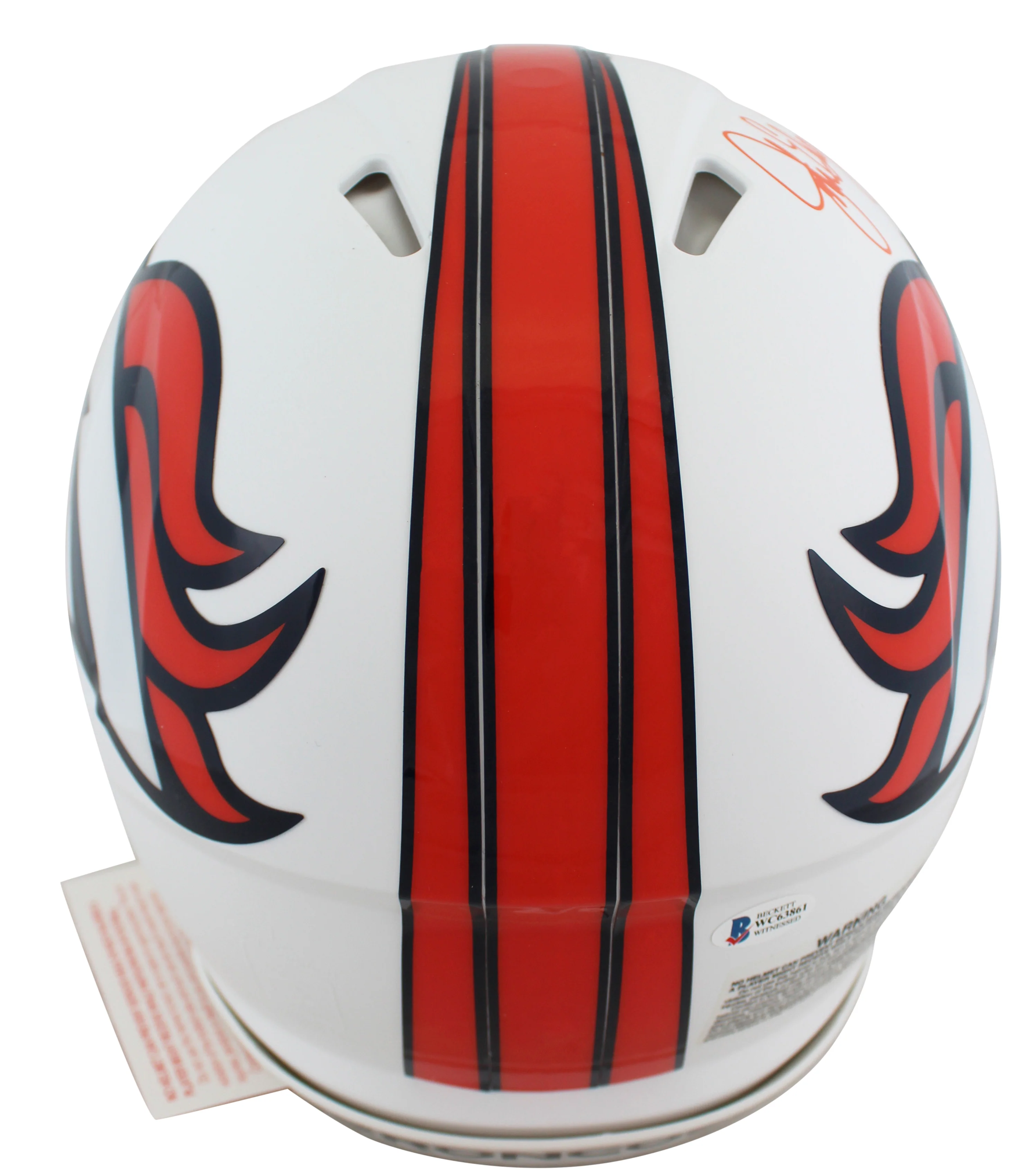 Broncos John Elway Signed Flat White Full Size Speed Proline Helmet BAS Witness - Image 3