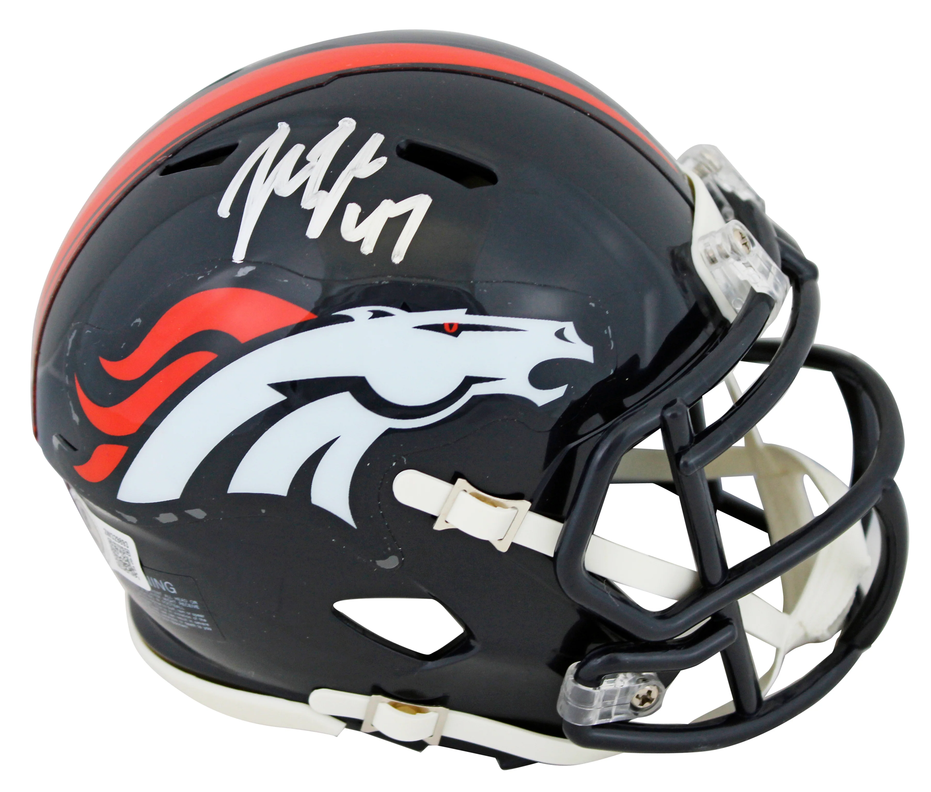 Broncos John Lynch Authentic Signed 1997-23 TB Speed Mini Helmet BAS Witnessed - Image 2