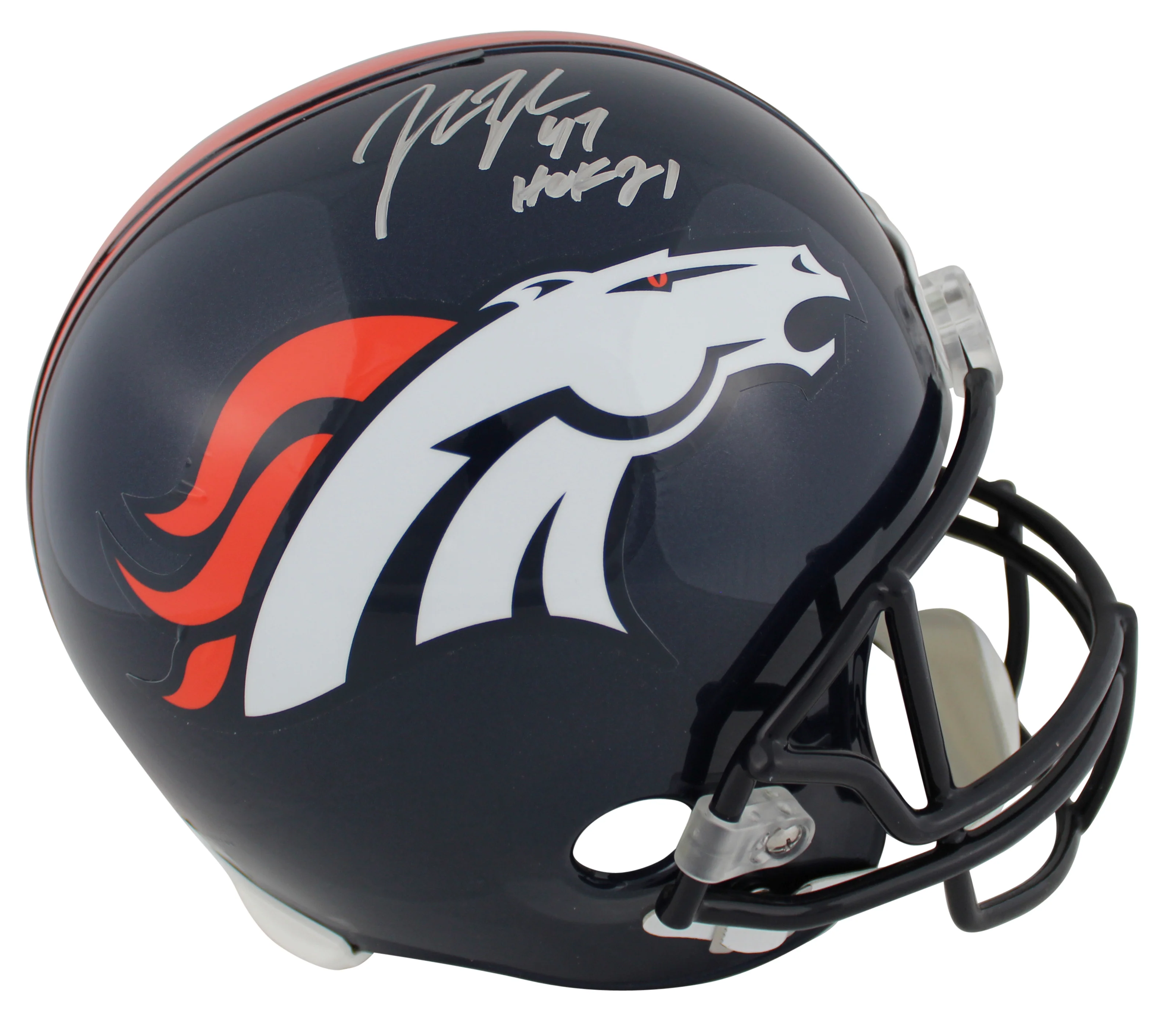 Broncos John Lynch "HOF 21" Signed Full Size Rep Helmet W/ Case BAS Witnessed - Image 3