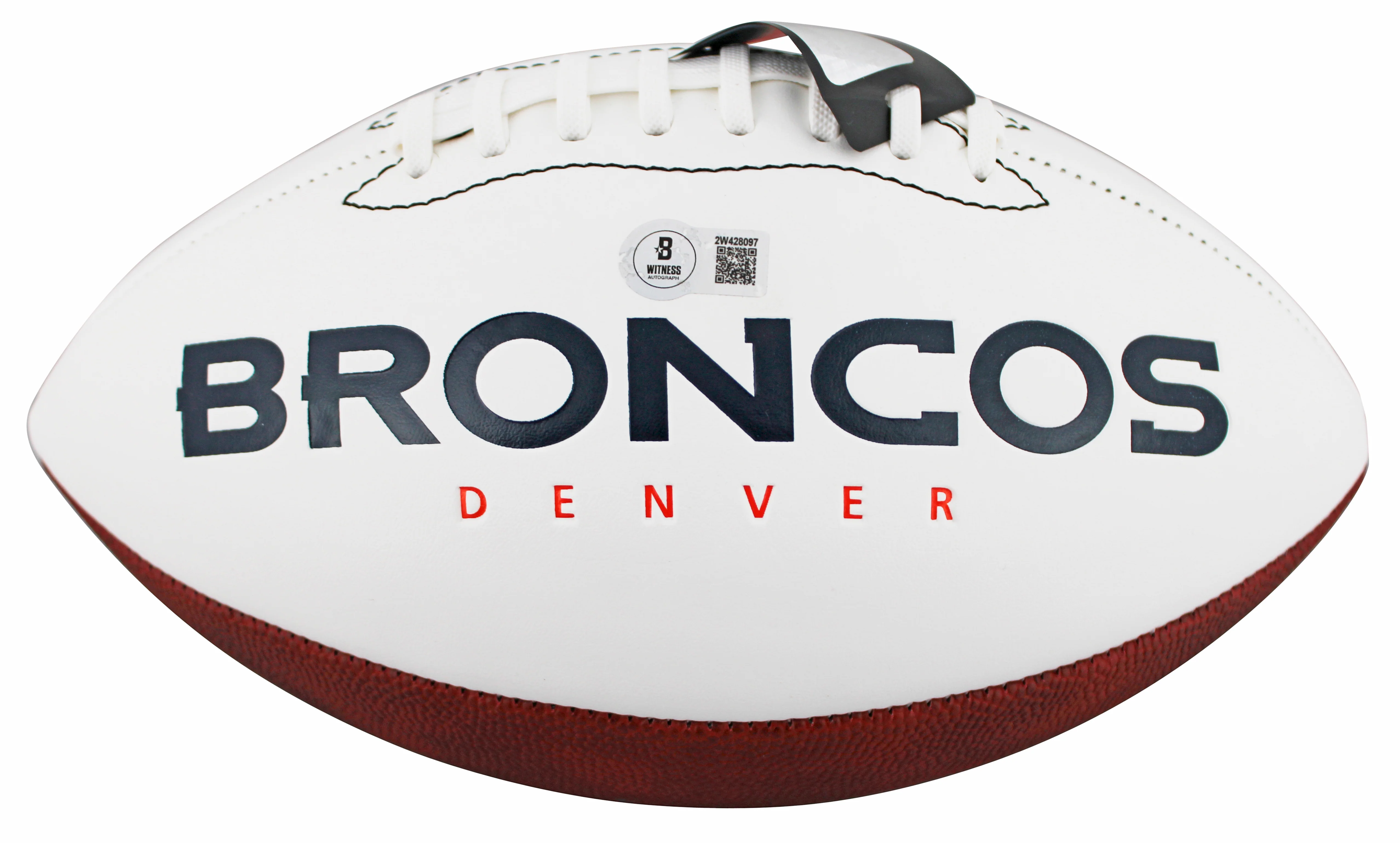 Broncos John Lynch Signed Rawlings White Panel Football W/ Case BAS Witnessed - Image 4