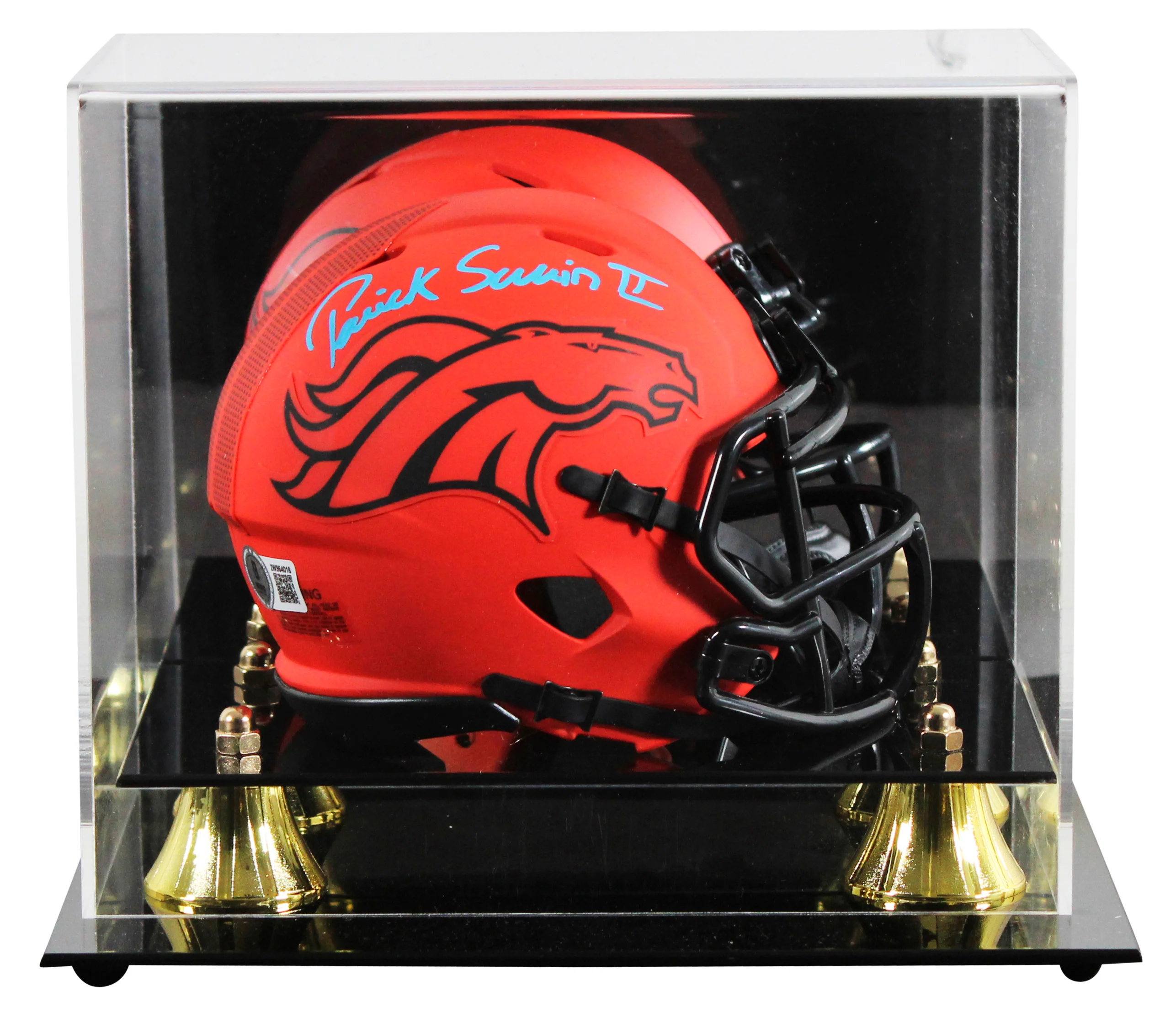 Broncos Patrick Surtain II Signed Rave Speed Mini Helmet W/ Case BAS Witnessed - Image 2
