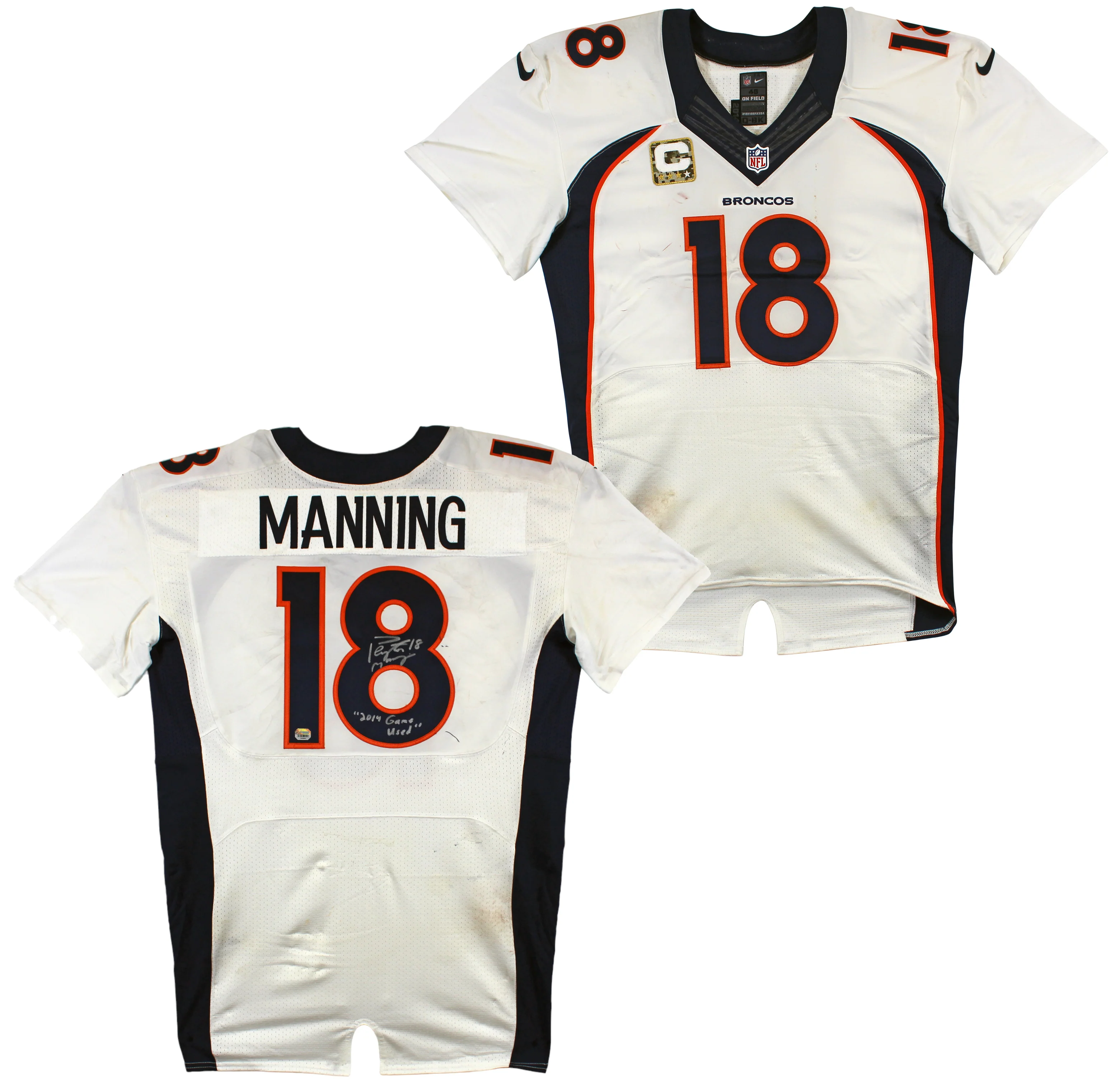 Broncos Peyton Manning 2014 Game Used Signed Nike Jersey Photomatched & Fanatics - Image 2