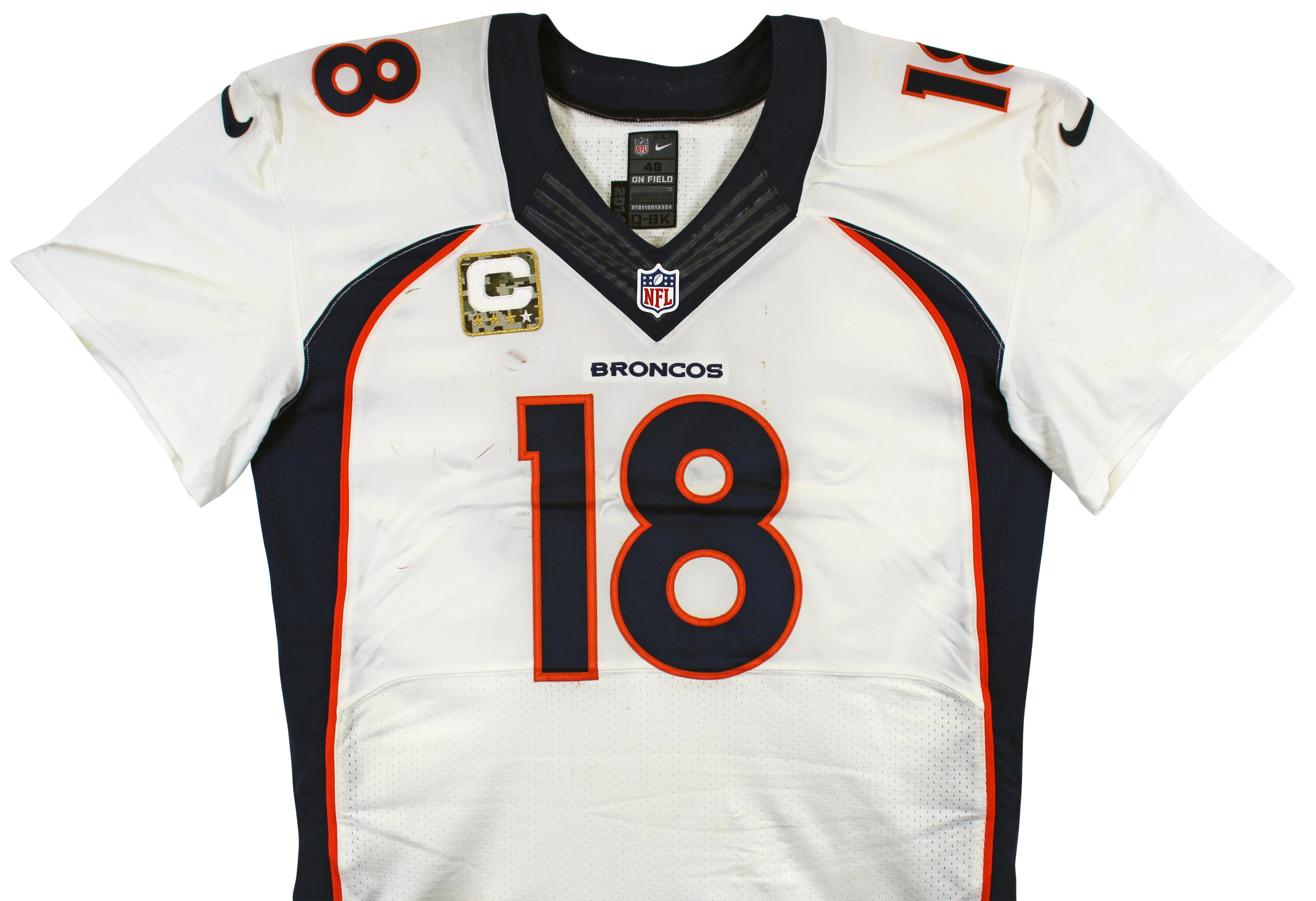 Broncos Peyton Manning 2014 Game Used Signed Nike Jersey Photomatched & Fanatics - Image 8