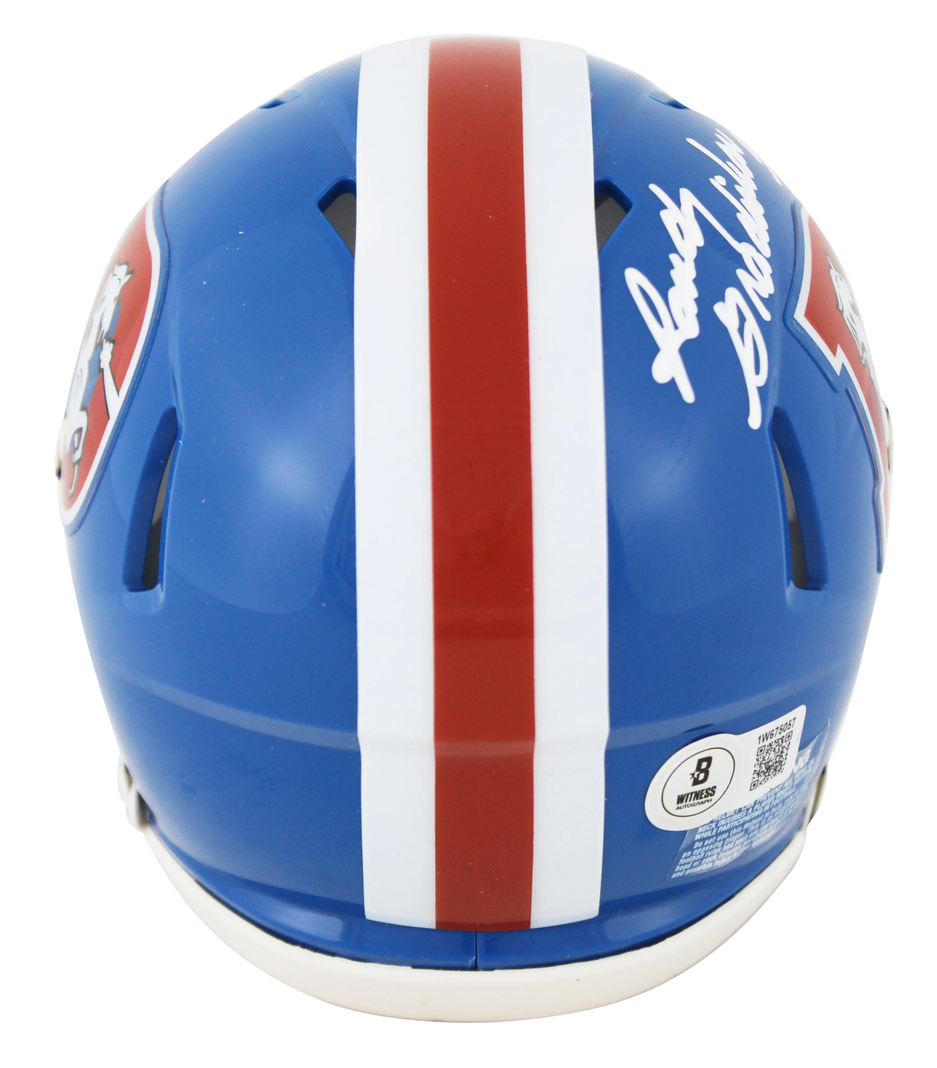Broncos Randy Gradishar "HOF 24" Signed 1975-96 TB Speed Mini Helmet BAS Witness - Image 3