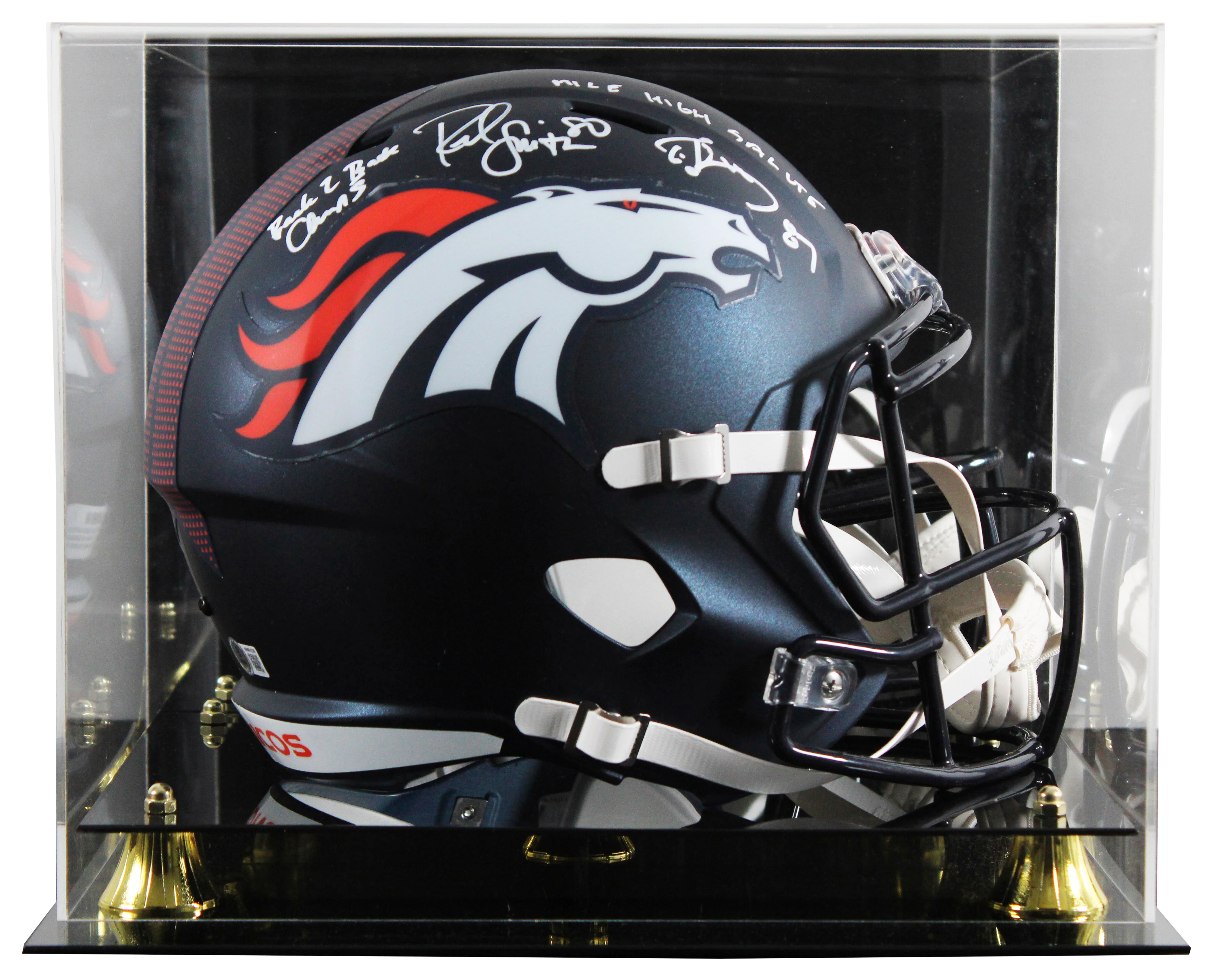 Broncos Rod Smith & Ed McCaffrey Signed F/S Speed Rep Helmet W/ Case BAS Witness - Image 2