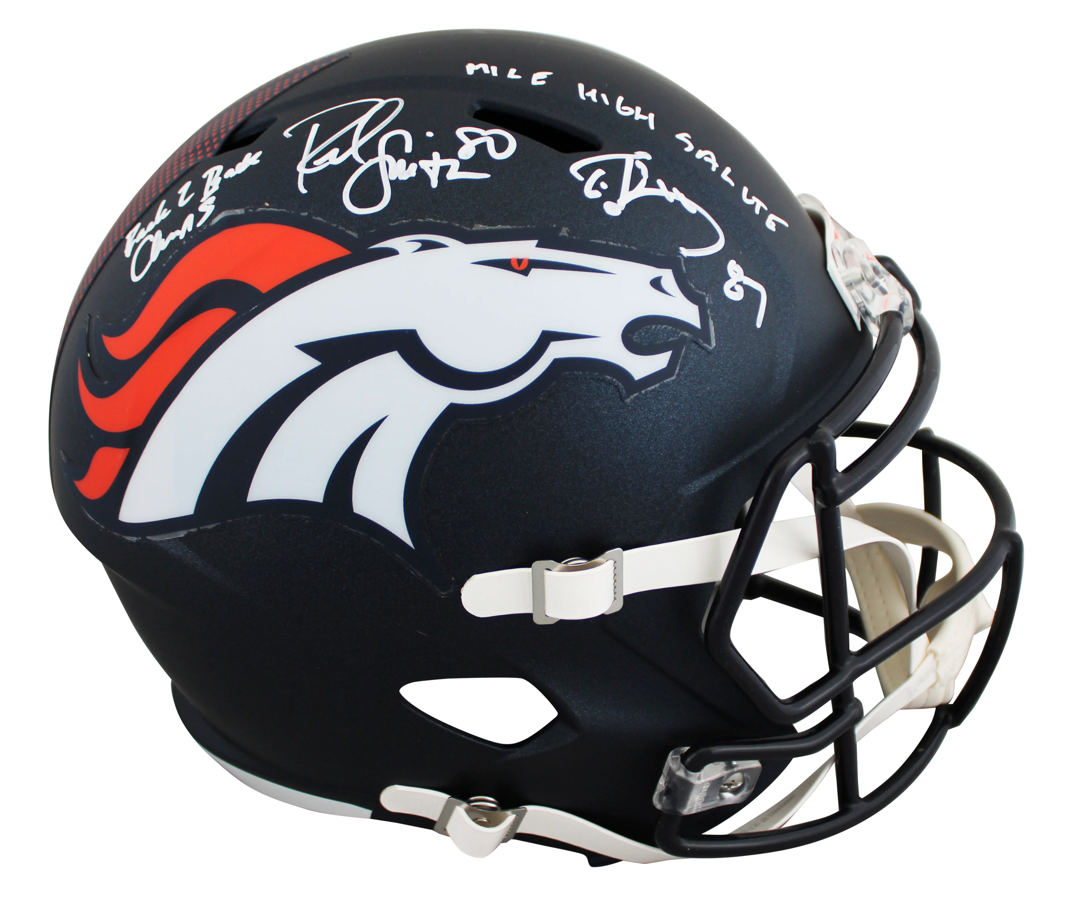 Broncos Rod Smith & Ed McCaffrey Signed F/S Speed Rep Helmet W/ Case BAS Witness - Image 3