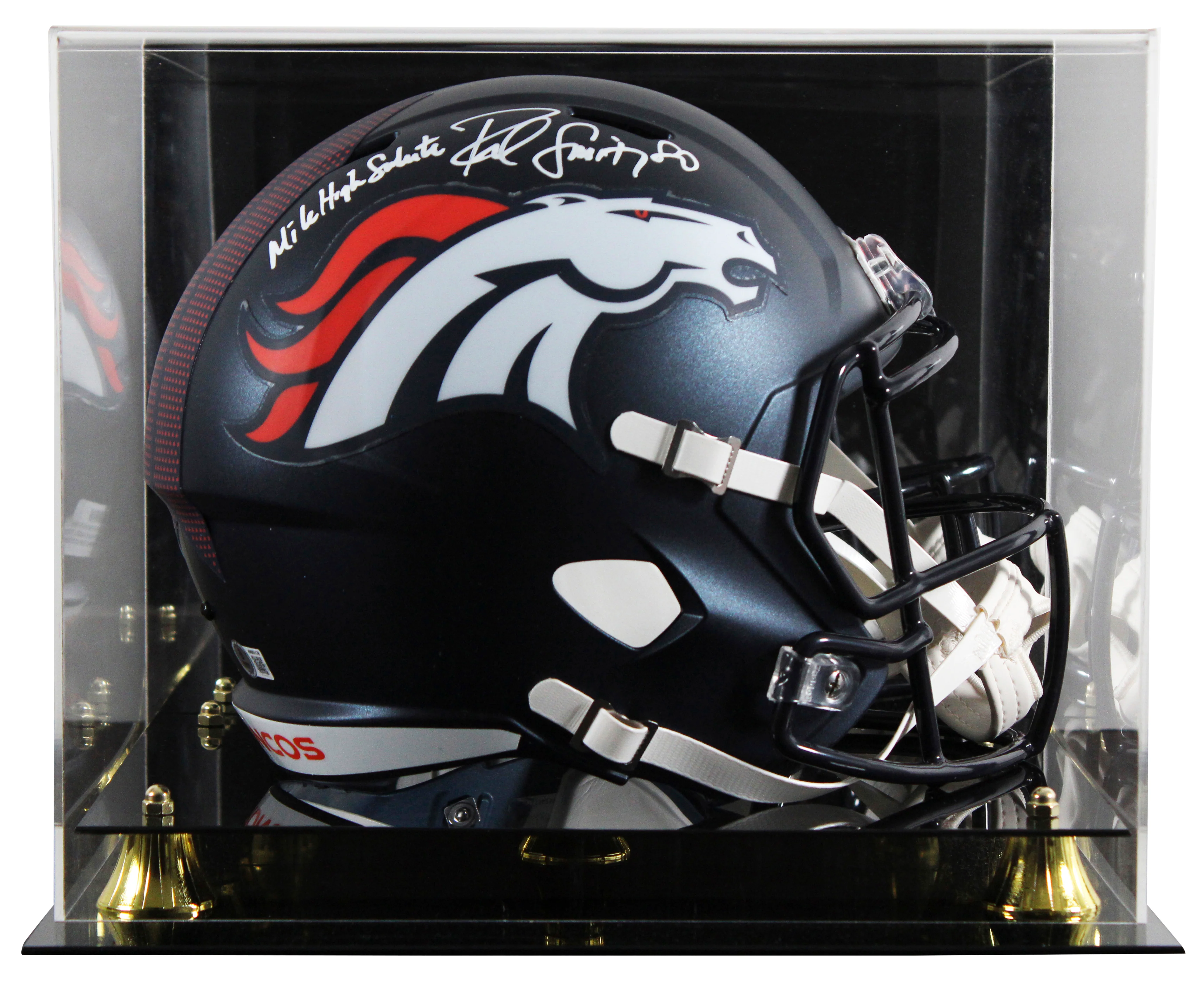 Broncos Rod Smith "MHS" Signed Full Size Speed Rep Helmet W/ Case BAS Witnessed - Image 2