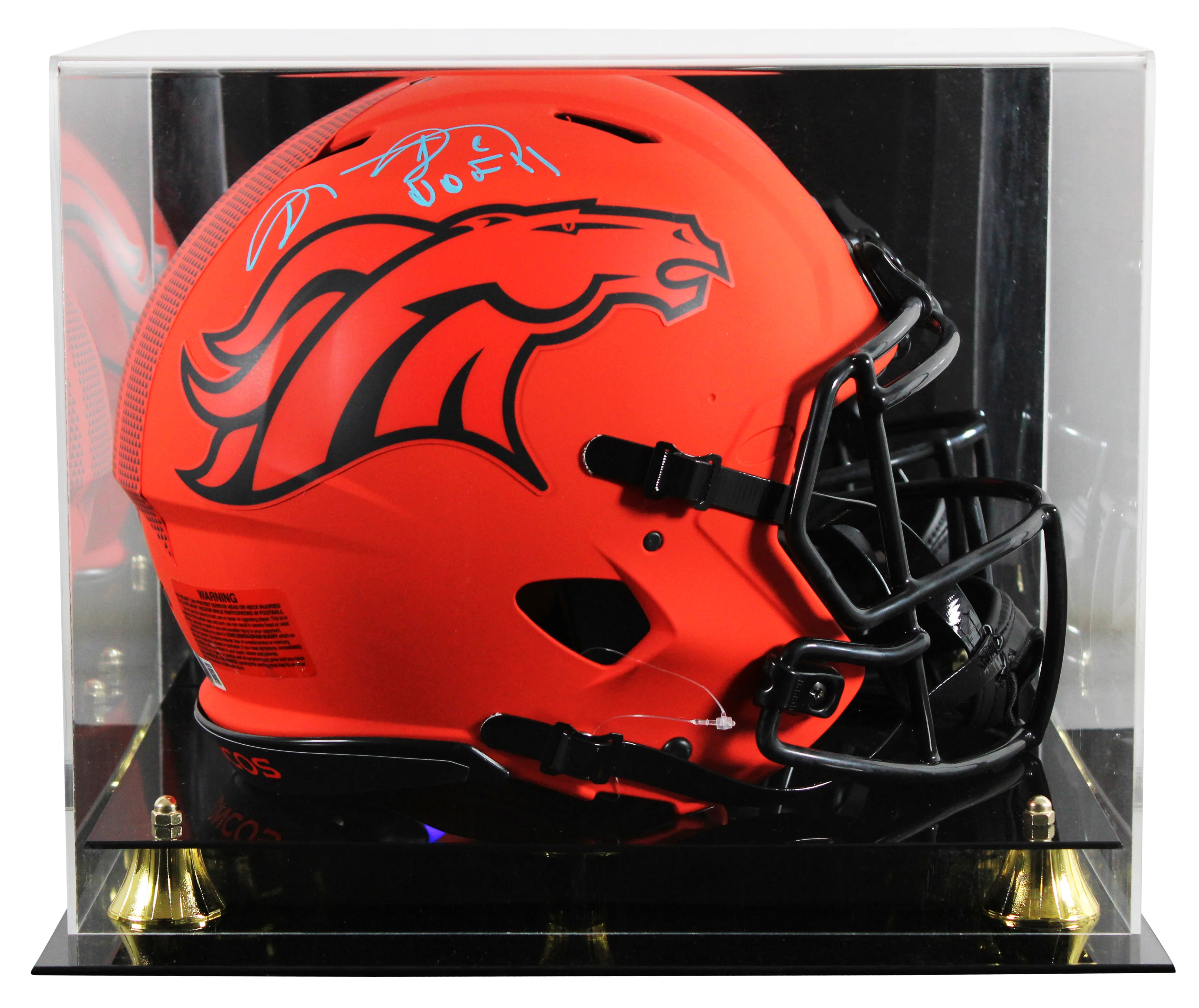 Broncos Shannon Sharpe "HOF" Signed Rave F/S Speed Proline Helmet W/ Case BAS W - Image 2