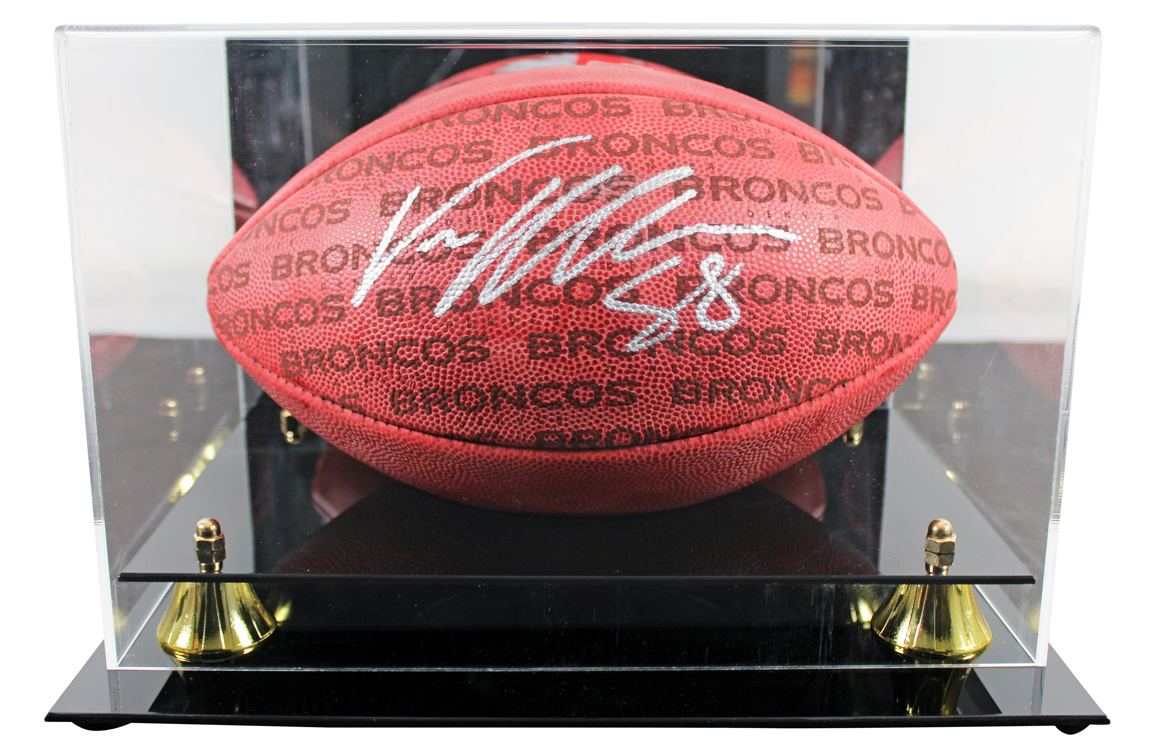 Broncos Von Miller Signed Wilson "Duke" Team Showcase Football W/ Case BAS Wit - Image 2