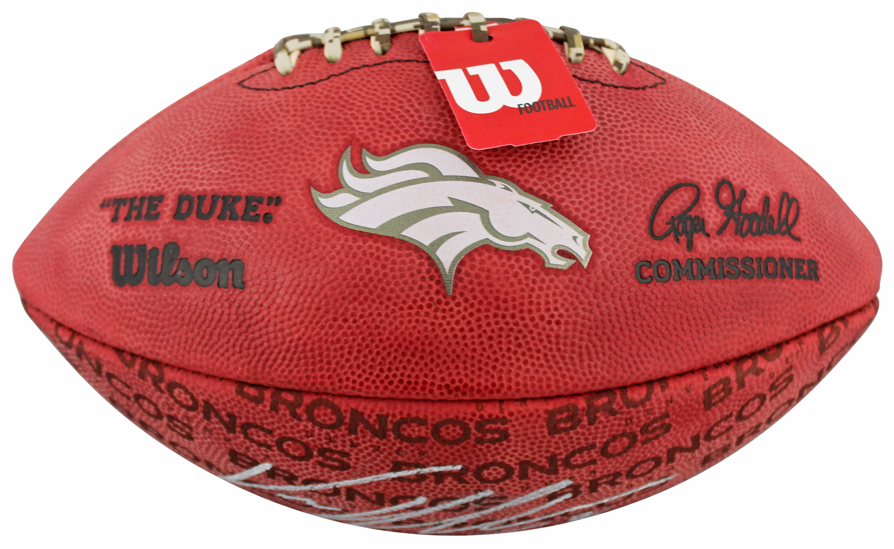 Broncos Von Miller Signed Wilson "The Duke" Team Showcase Football BAS Witnessed - Image 3