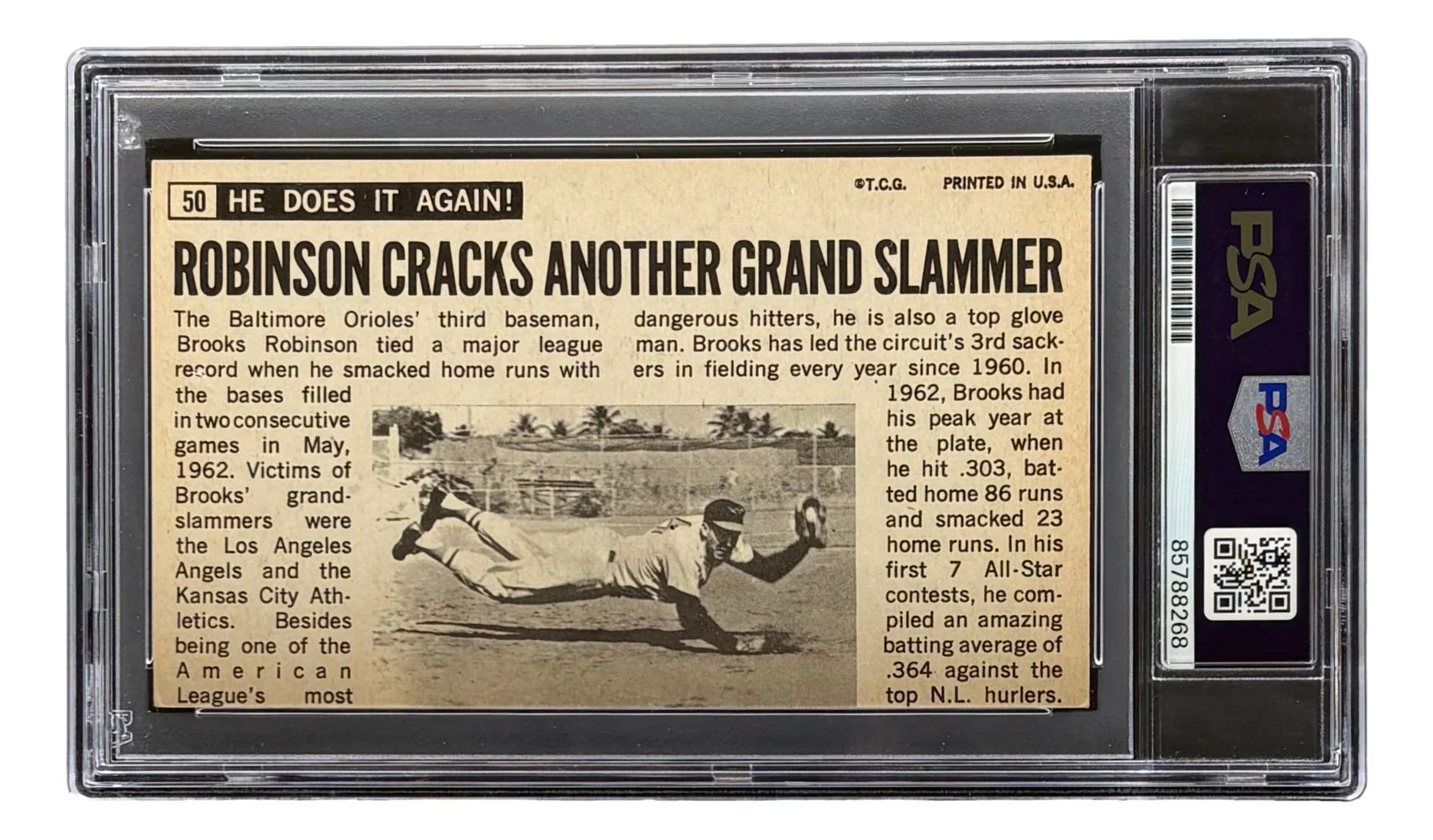 Brooks Robinson Signed 1964 Topps Giants #50 Baltimore Orioles Card PSA/DNA - Image 2