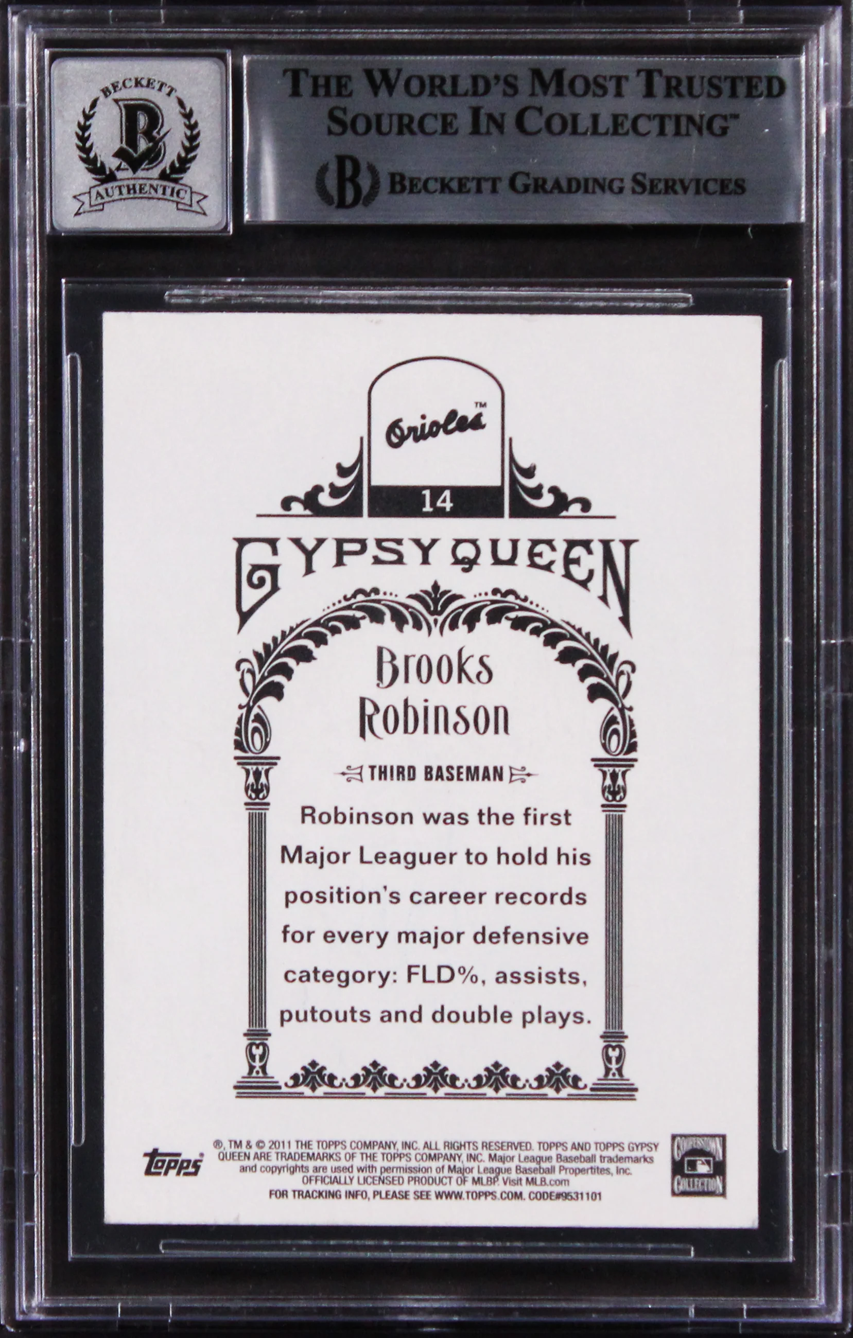 Brooks Robinson Signed 2011 Topps Gypsy Queen #14 Card Auto 10! BAS Slabbed 2 - Image 3