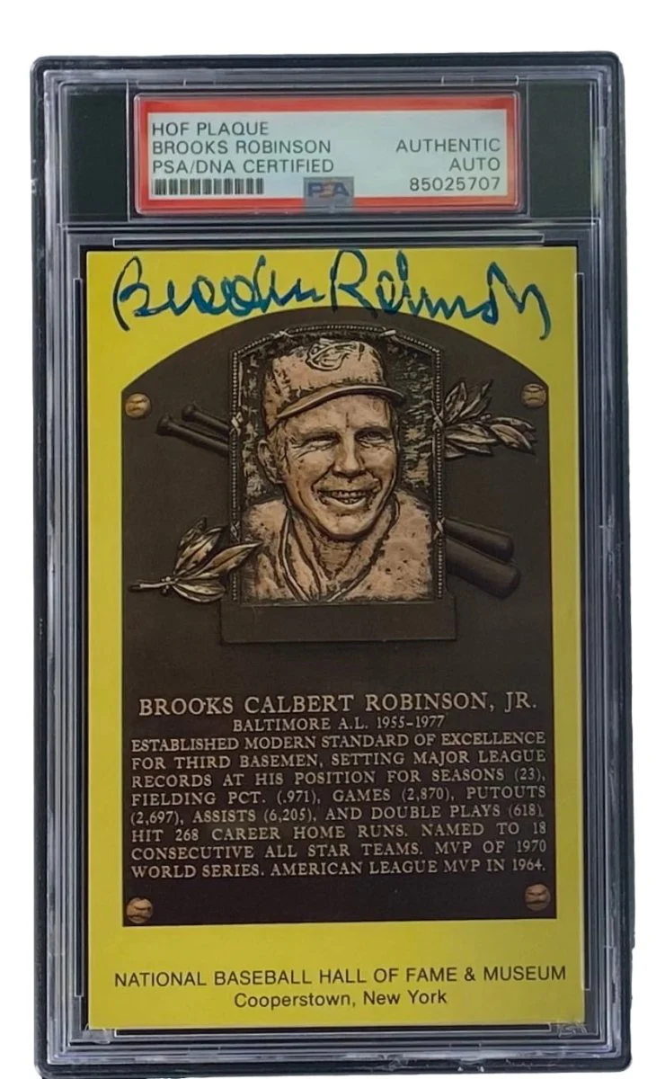 Brooks Robinson Signed 4x6 Baltimore Orioles HOF Plaque Card PSA/DNA 85025707 - Image 3