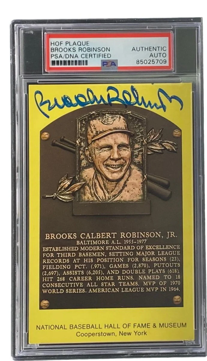 Brooks Robinson Signed 4x6 Baltimore Orioles HOF Plaque Card PSA/DNA 85025709 - Image 4